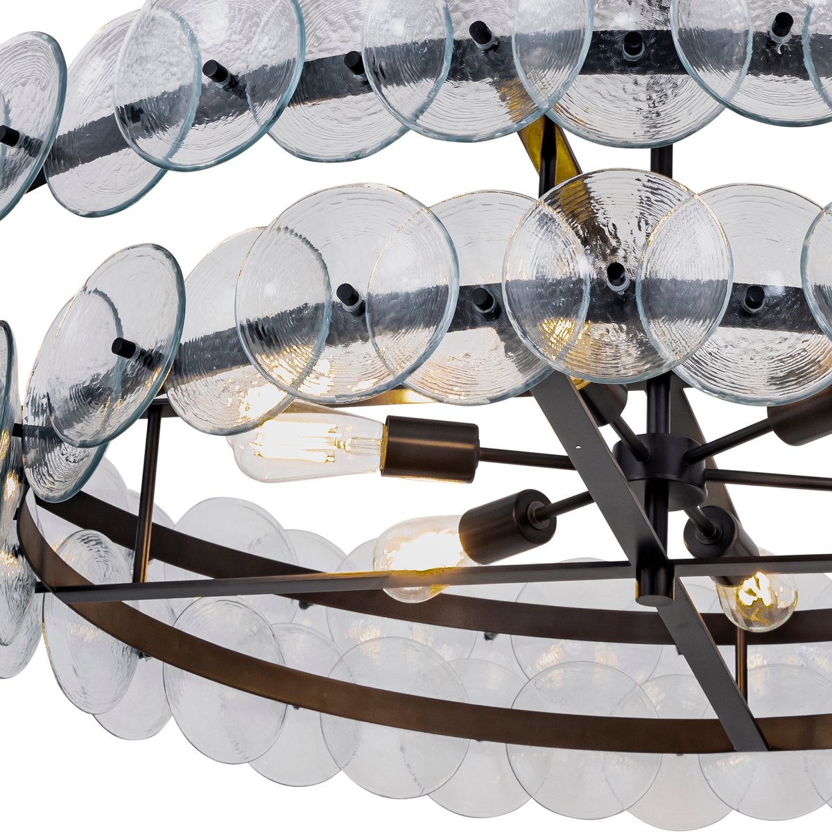Celalora Chandelier Amber Pressed Glass Disc Round