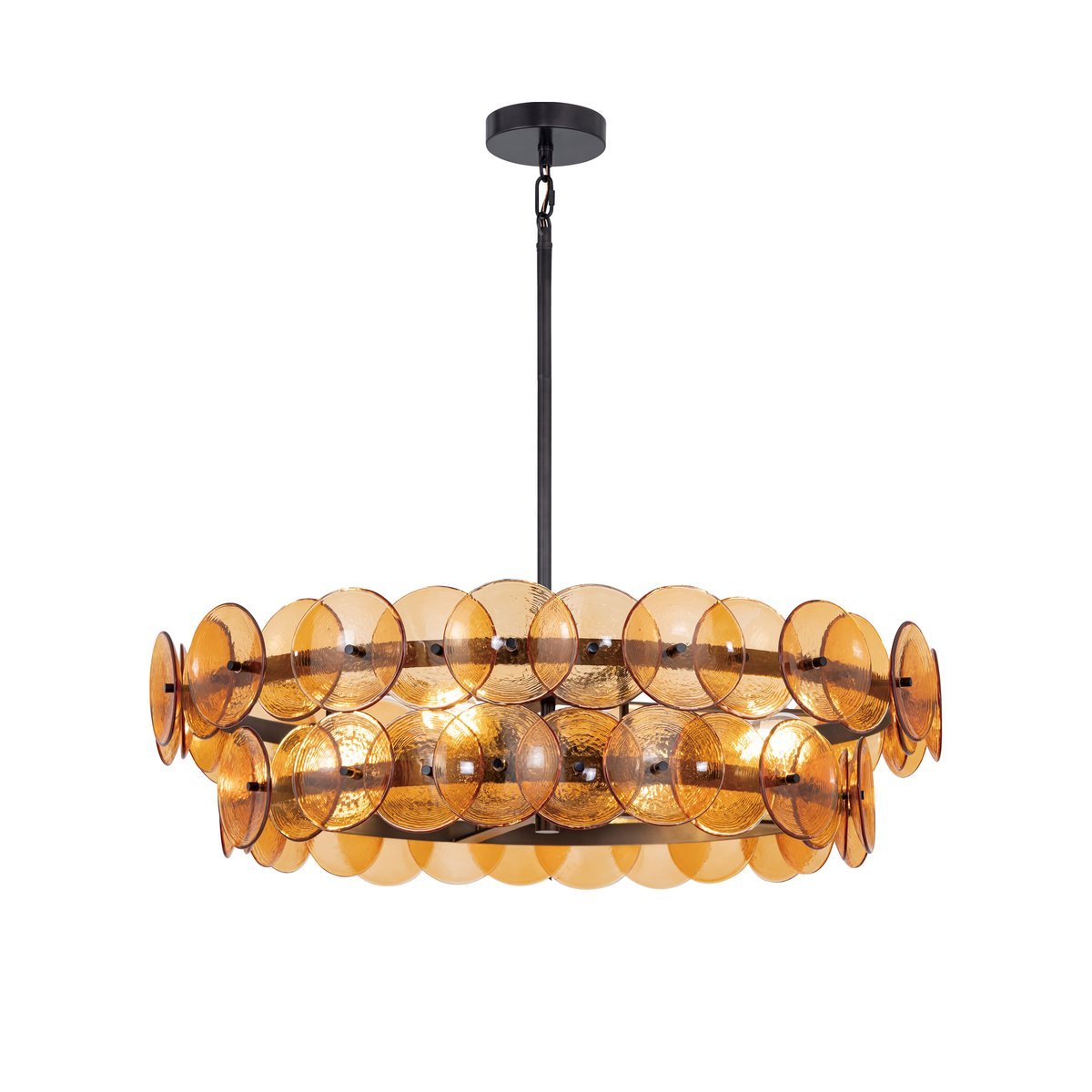 Celalora Chandelier Amber Pressed Glass Disc Round