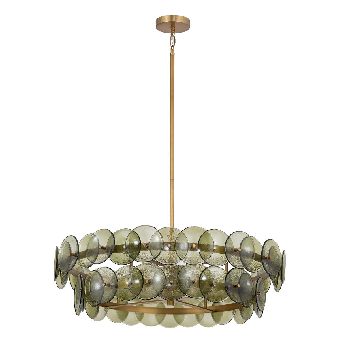 Celalora Chandelier Amber Pressed Glass Disc Round