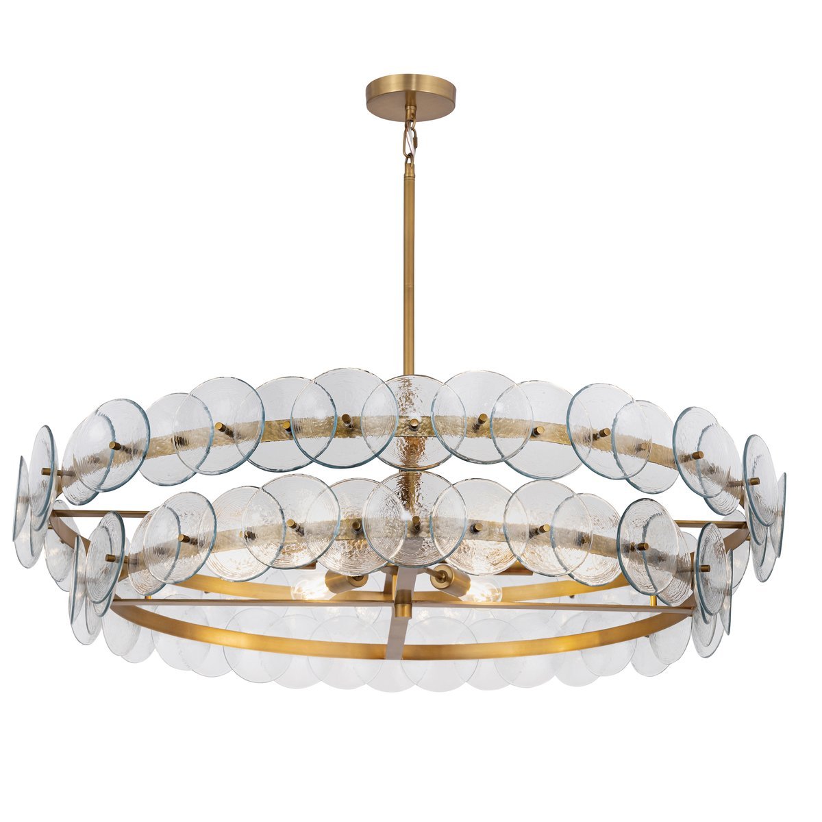 Celalora Chandelier Amber Pressed Glass Disc Round
