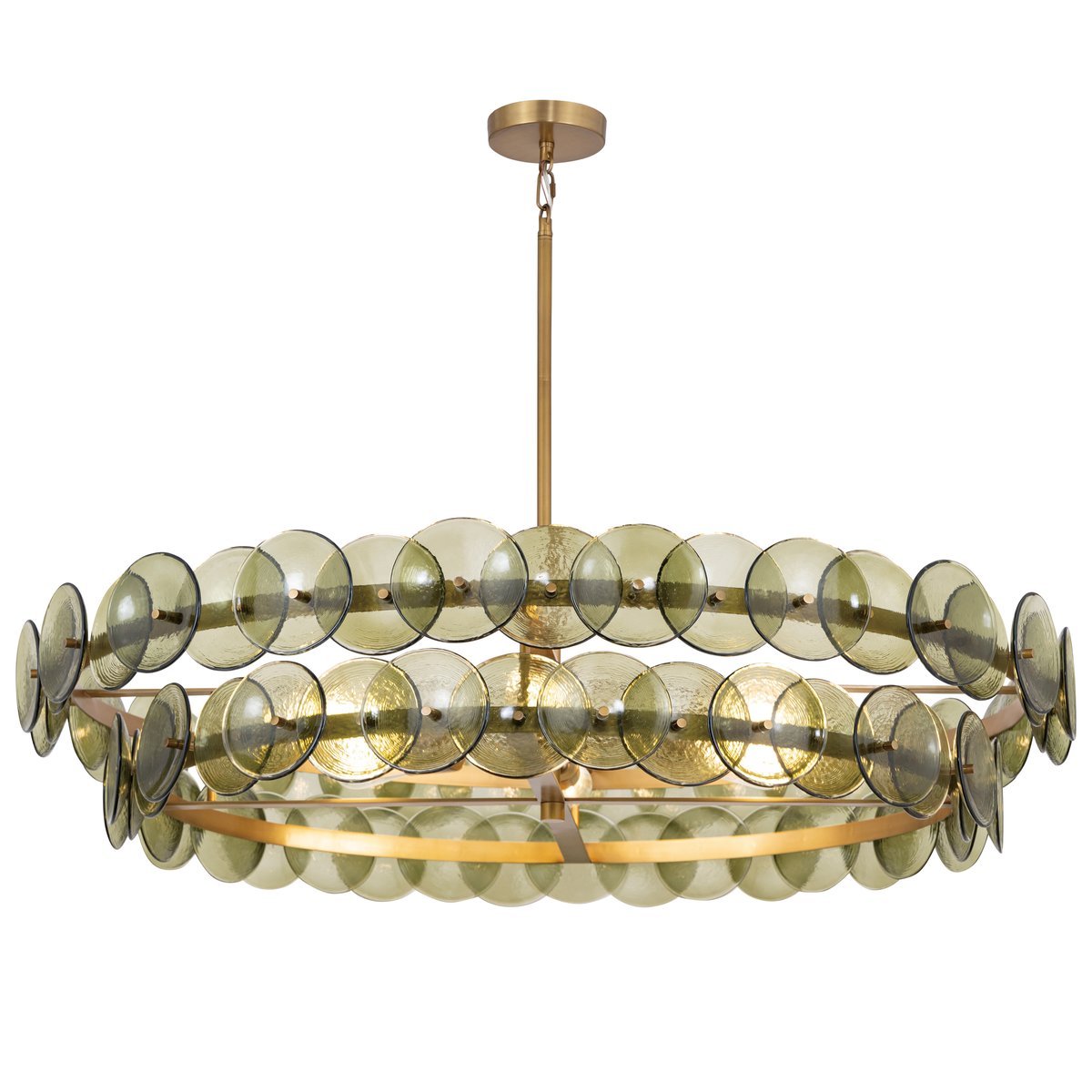 Celalora Chandelier Amber Pressed Glass Disc Round