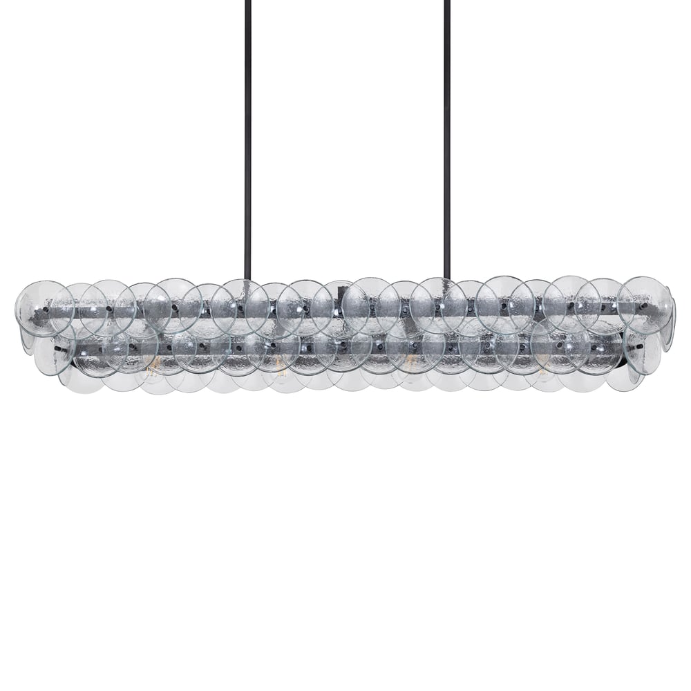 Veleniel Chandelier Linear Amber Pressed Glass Disc Modern