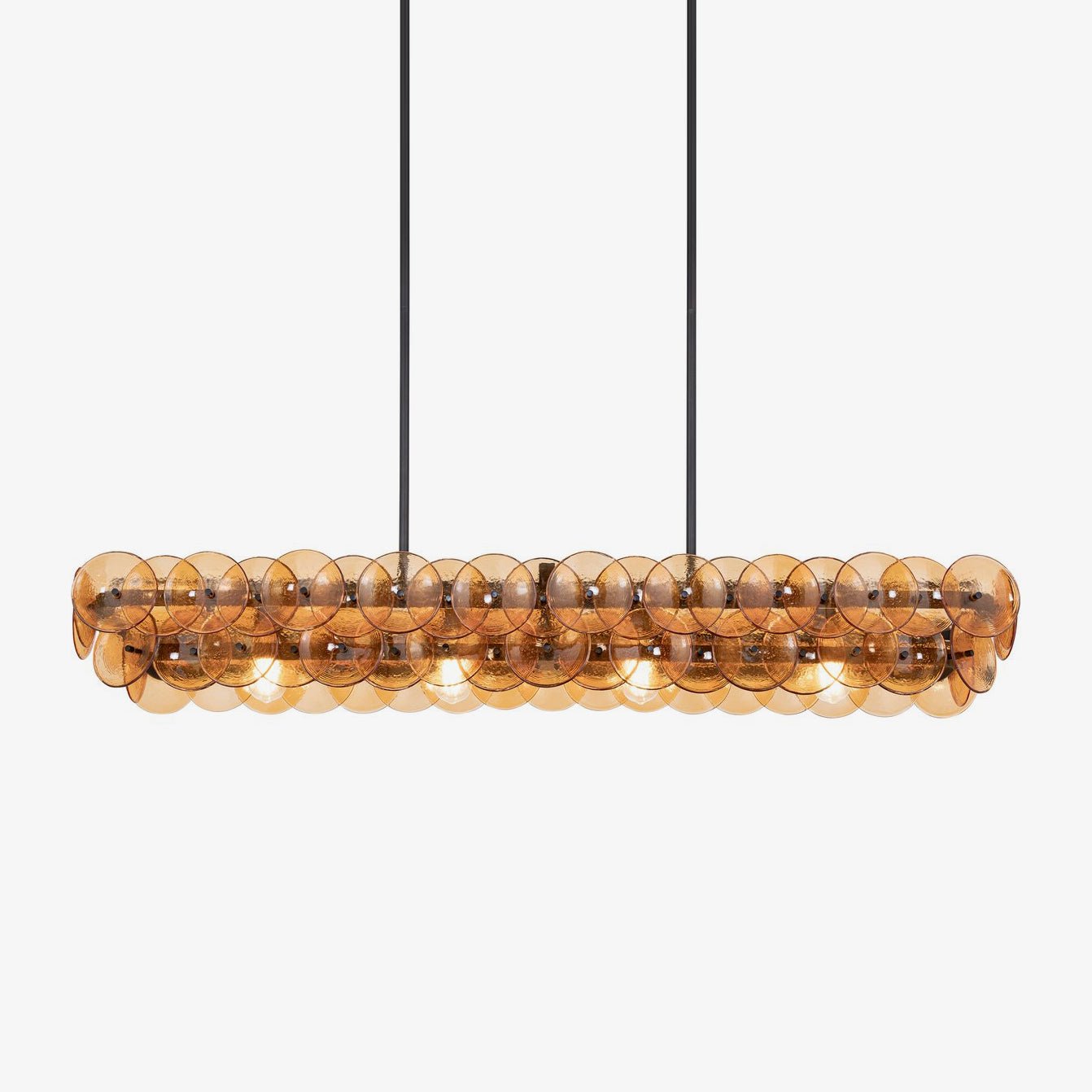 Veleniel Chandelier Linear Amber Pressed Glass Disc Modern