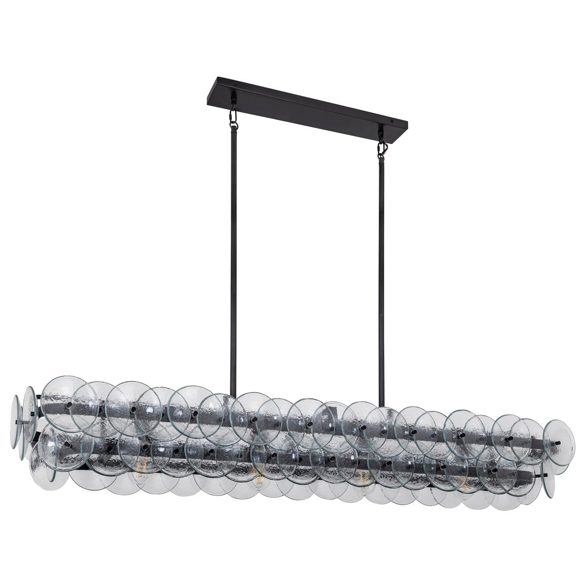 Veleniel Chandelier Linear Amber Pressed Glass Disc Modern