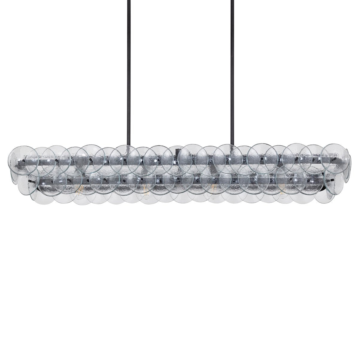Veleniel Chandelier Linear Amber Pressed Glass Disc Modern