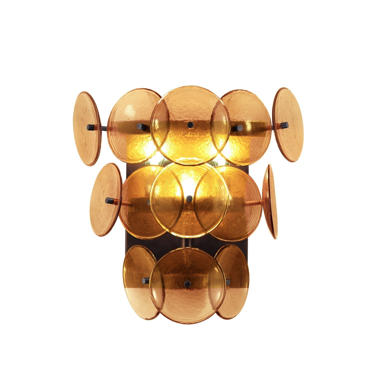 Taroe Wall Sconce Pressed Glass Disc Vintage Amber