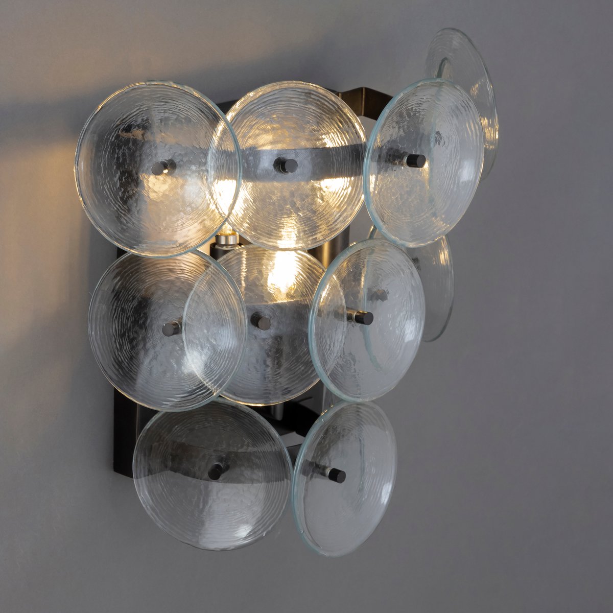 Taroe Wall Sconce Pressed Glass Disc Vintage Amber