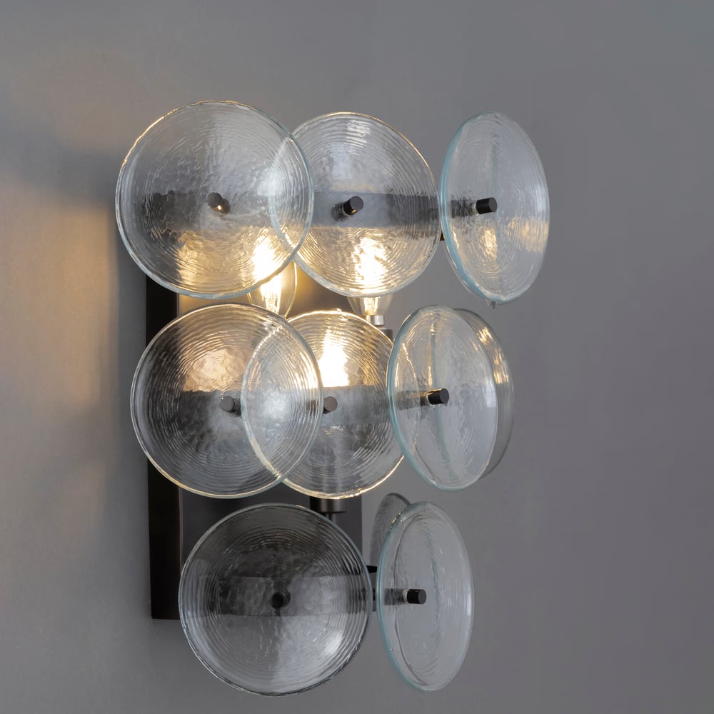 Taroe Wall Sconce Pressed Glass Disc Vintage Amber