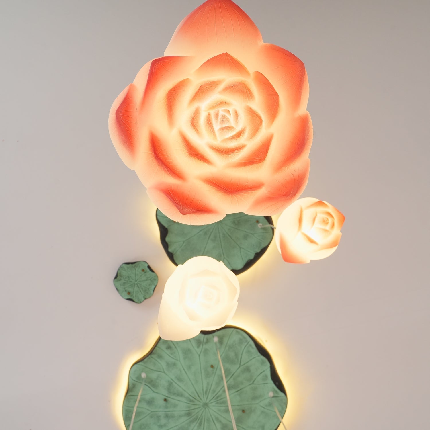 Rivinira Chandelier Lotus Floral Pendant Pink White 7-Light