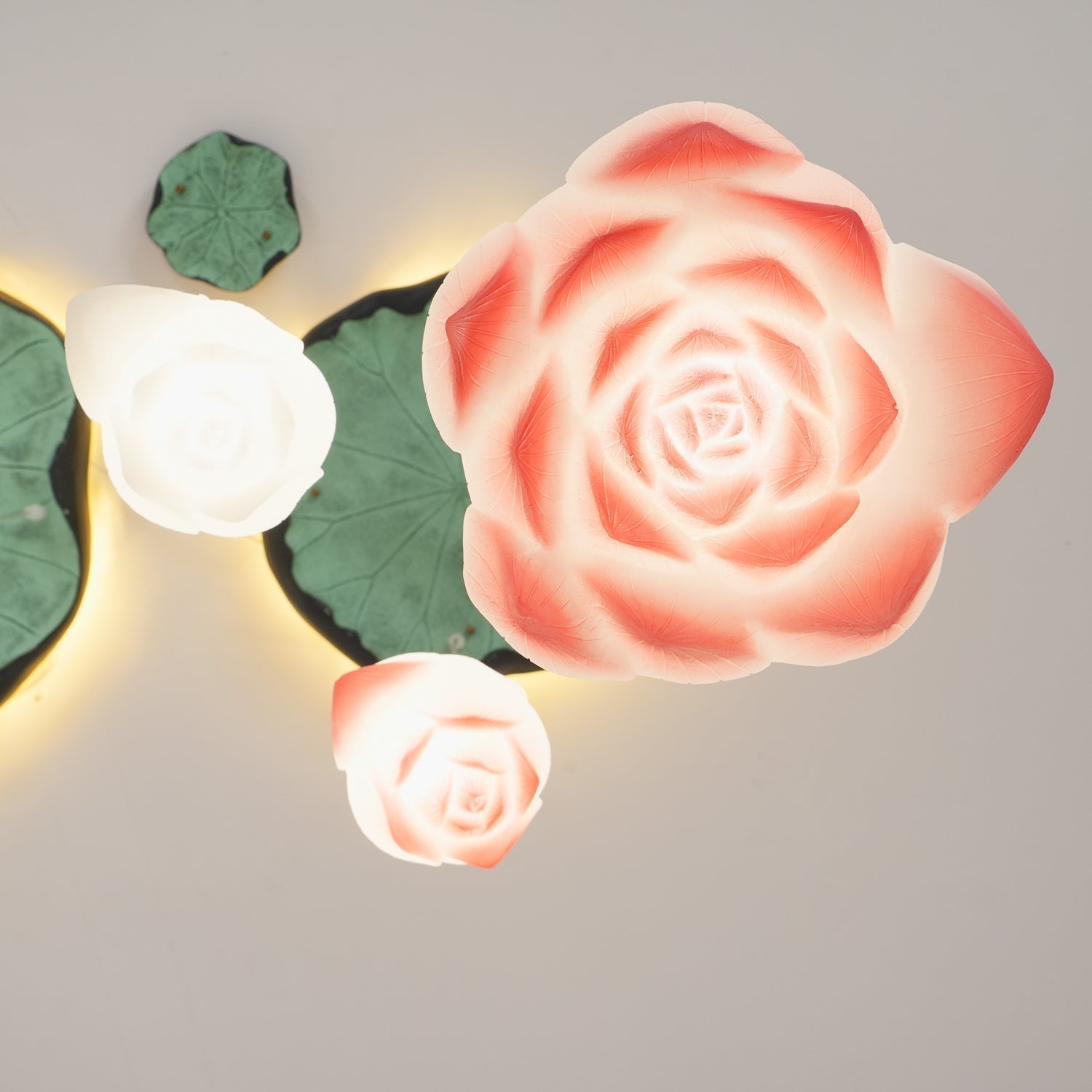Rivinira Chandelier Lotus Floral Pendant Pink White 7-Light