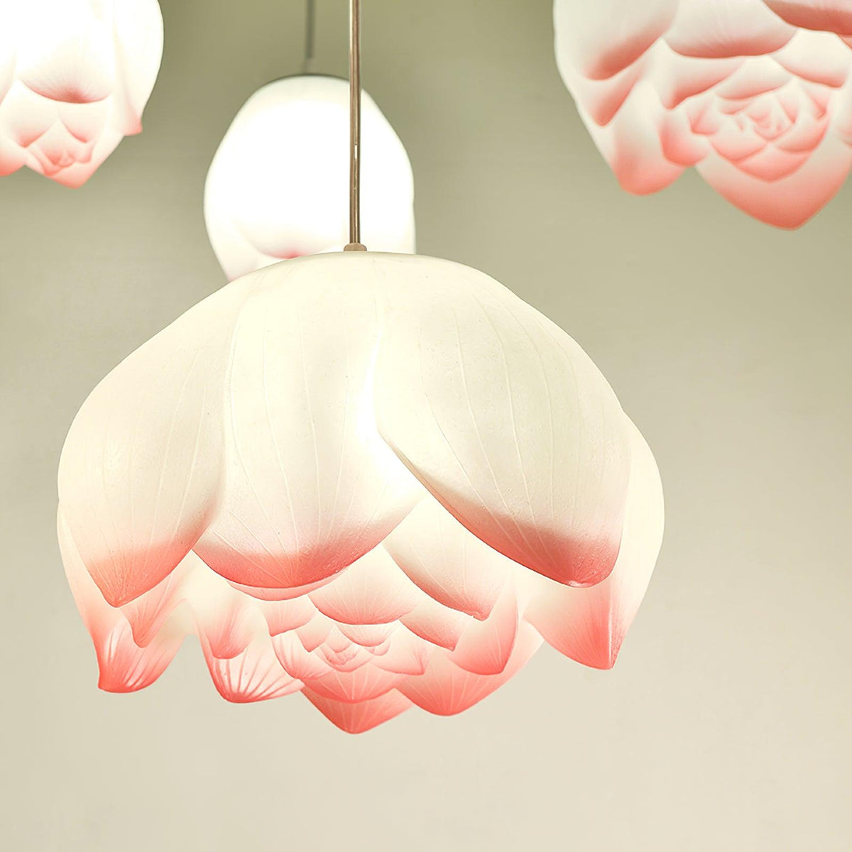 Rivinira Chandelier Lotus Floral Pendant Pink White 7-Light