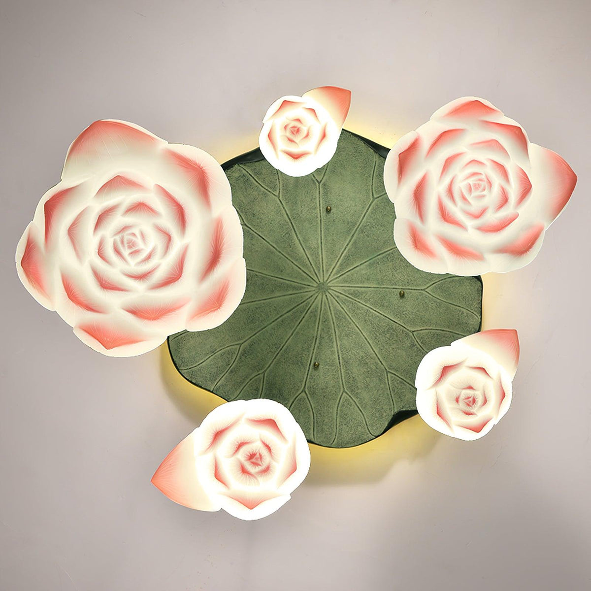 Rivinira Chandelier Lotus Floral Pendant Pink White 7-Light