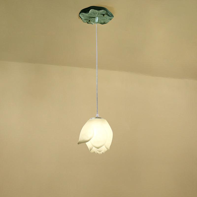 Rivinira Chandelier Lotus Floral Pendant Pink White 7-Light