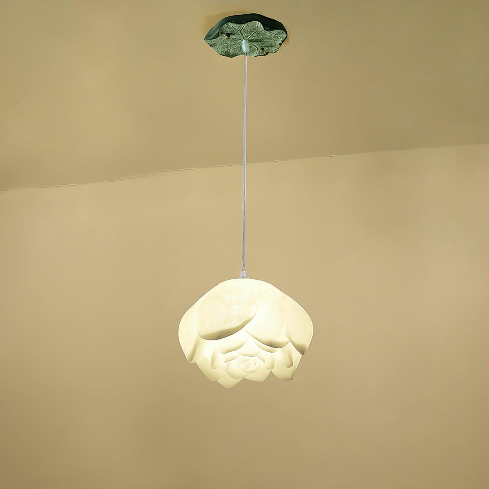Rivinira Chandelier Lotus Floral Pendant Pink White 7-Light