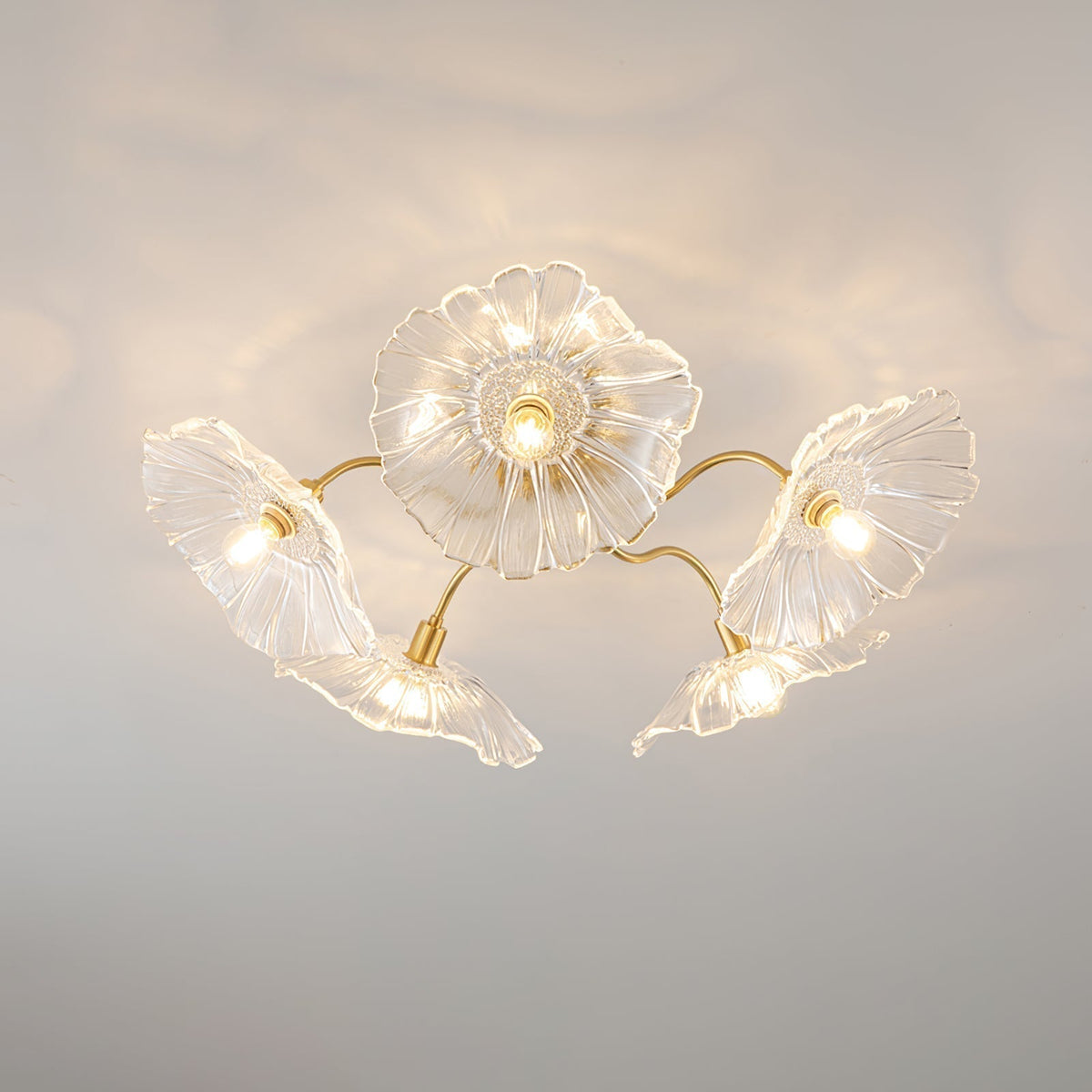 Lioruina Ceiling Lamp Leaf Glass with Brass Elegant