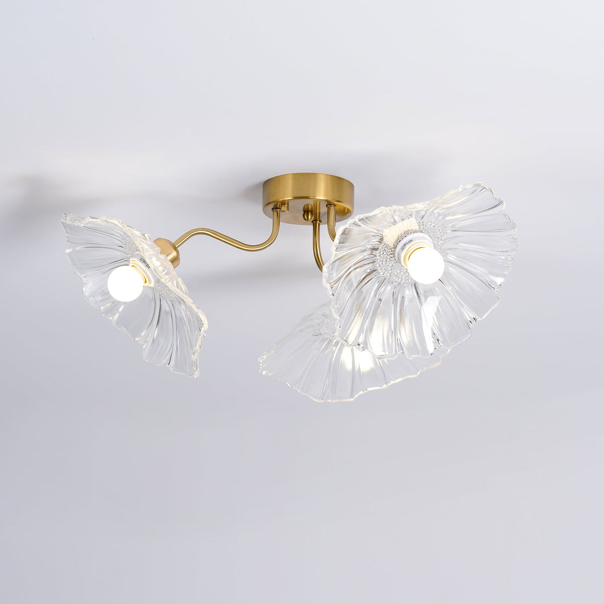 Lioruina Ceiling Lamp Leaf Glass with Brass Elegant