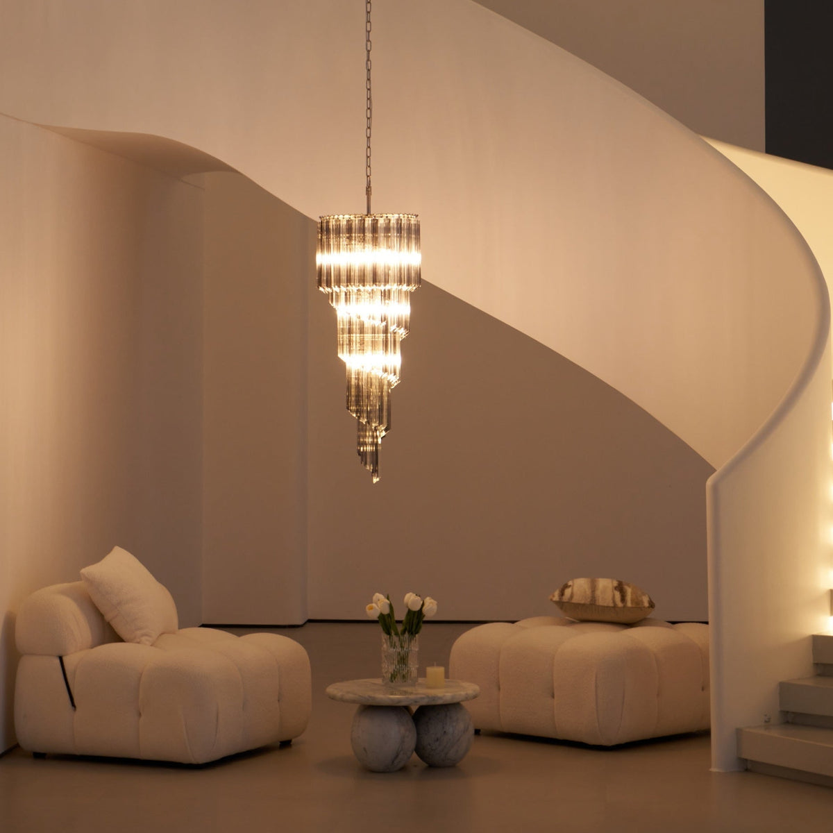 Velarella Chandelier Smoked Glass Spiral