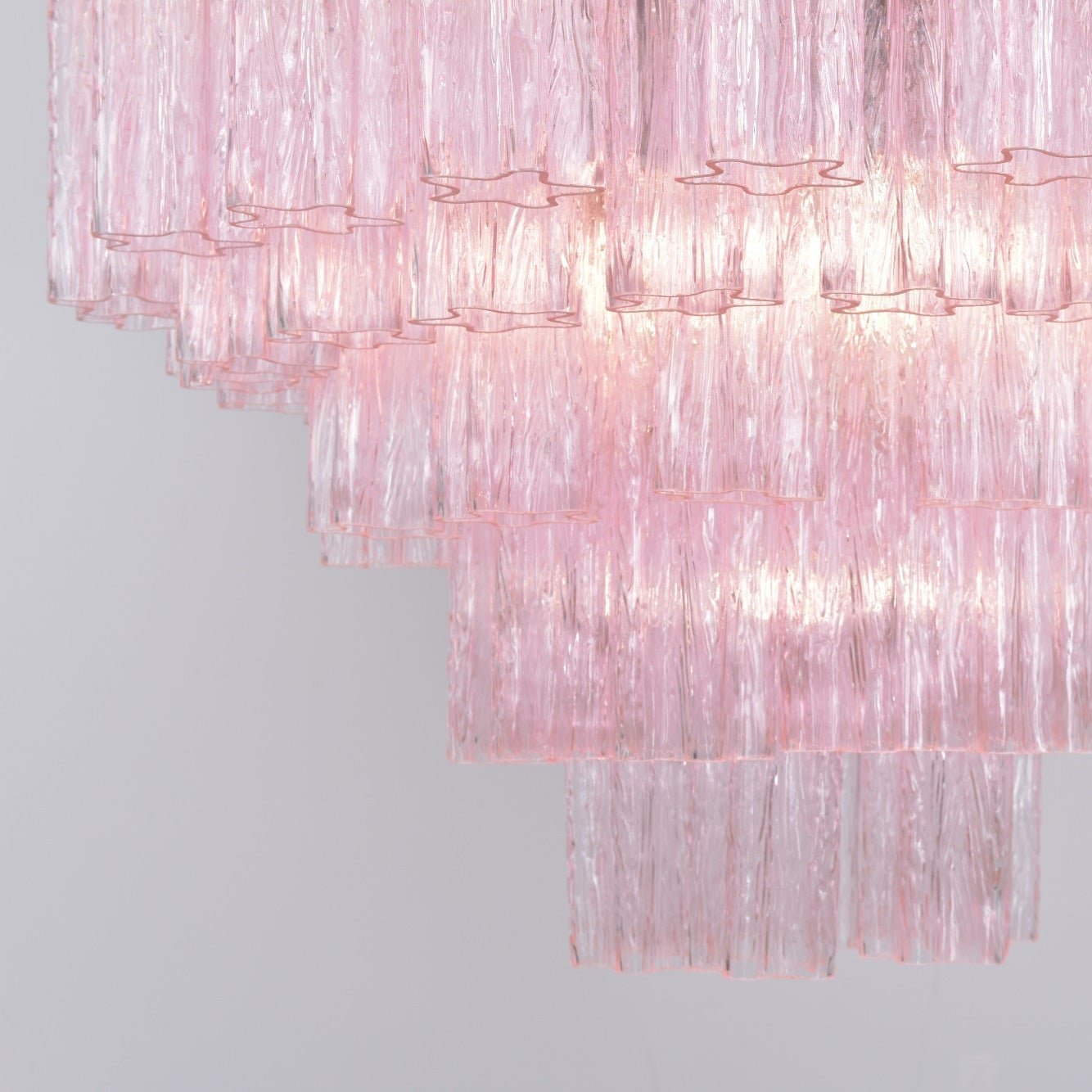 Celoora Chandelier Pink Glass Multi-Tier Romantic Glow