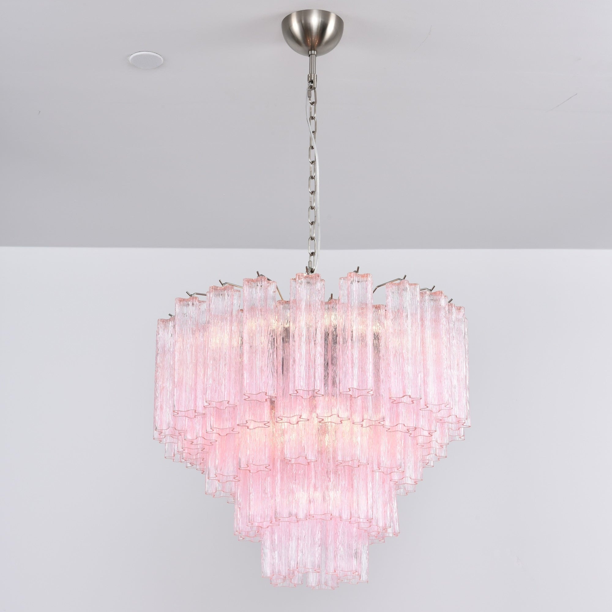 Celoora Chandelier Pink Glass Multi-Tier Romantic Glow