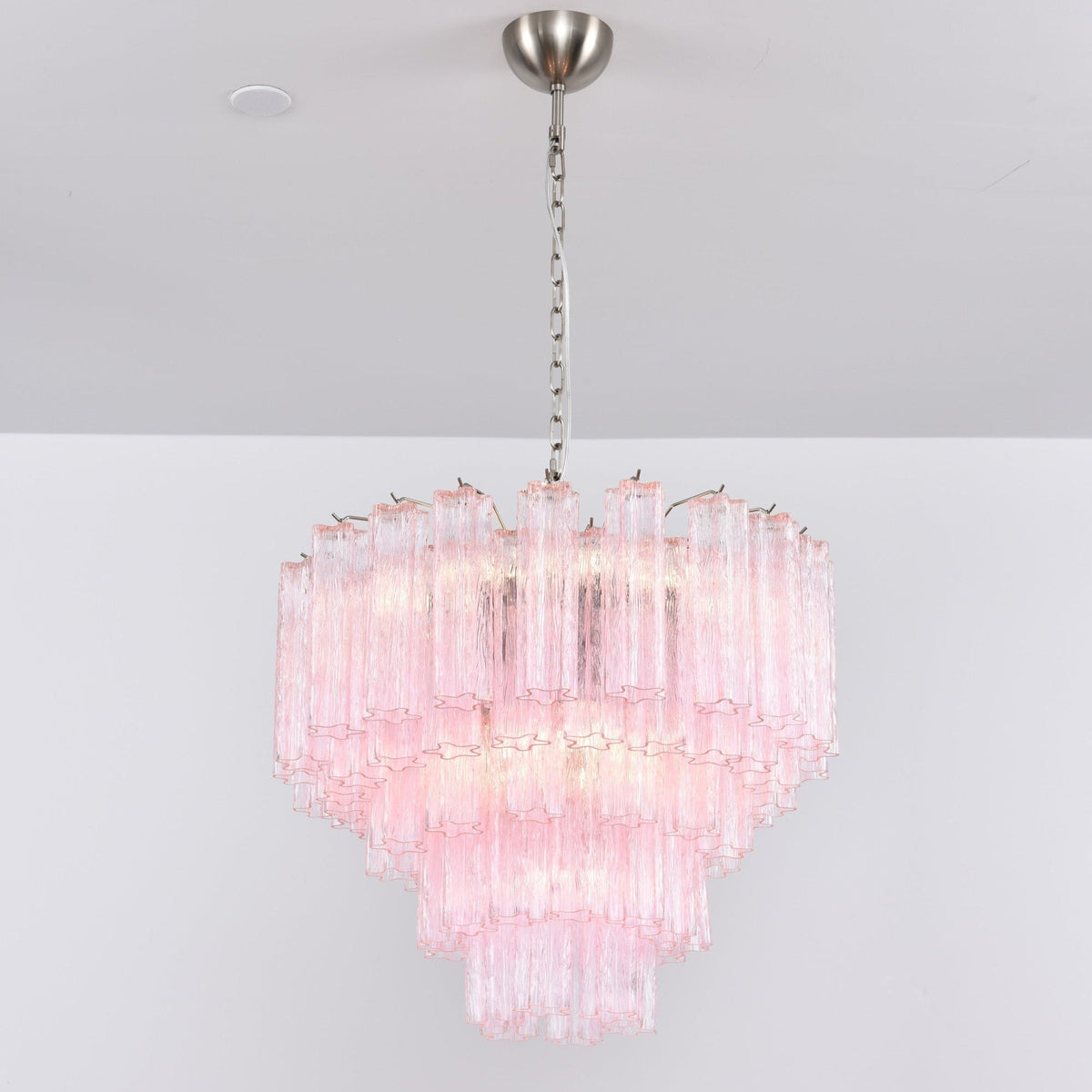 Celoora Chandelier Pink Glass Multi-Tier Romantic Glow