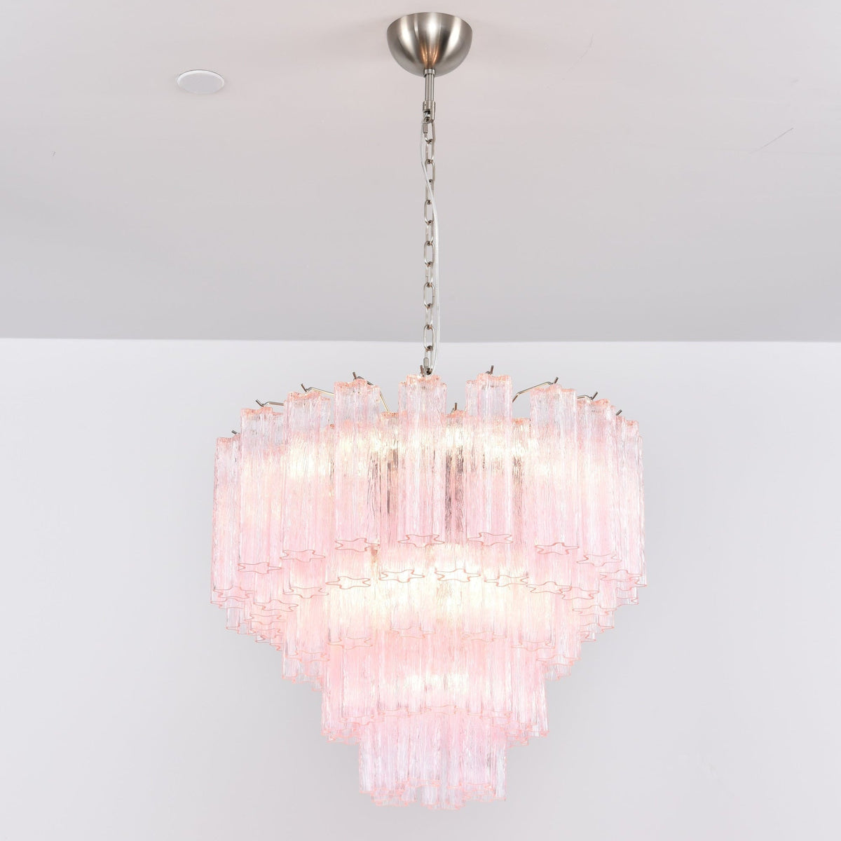 Celoora Chandelier Pink Glass Multi-Tier Romantic Glow