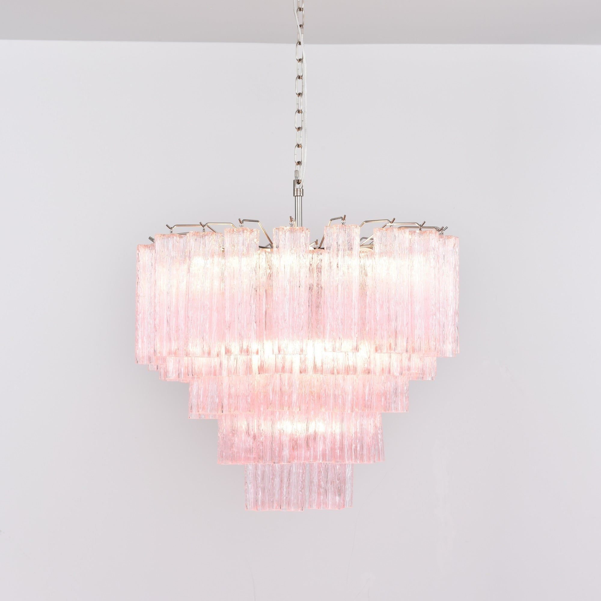 Celoora Chandelier Pink Glass Multi-Tier Romantic Glow