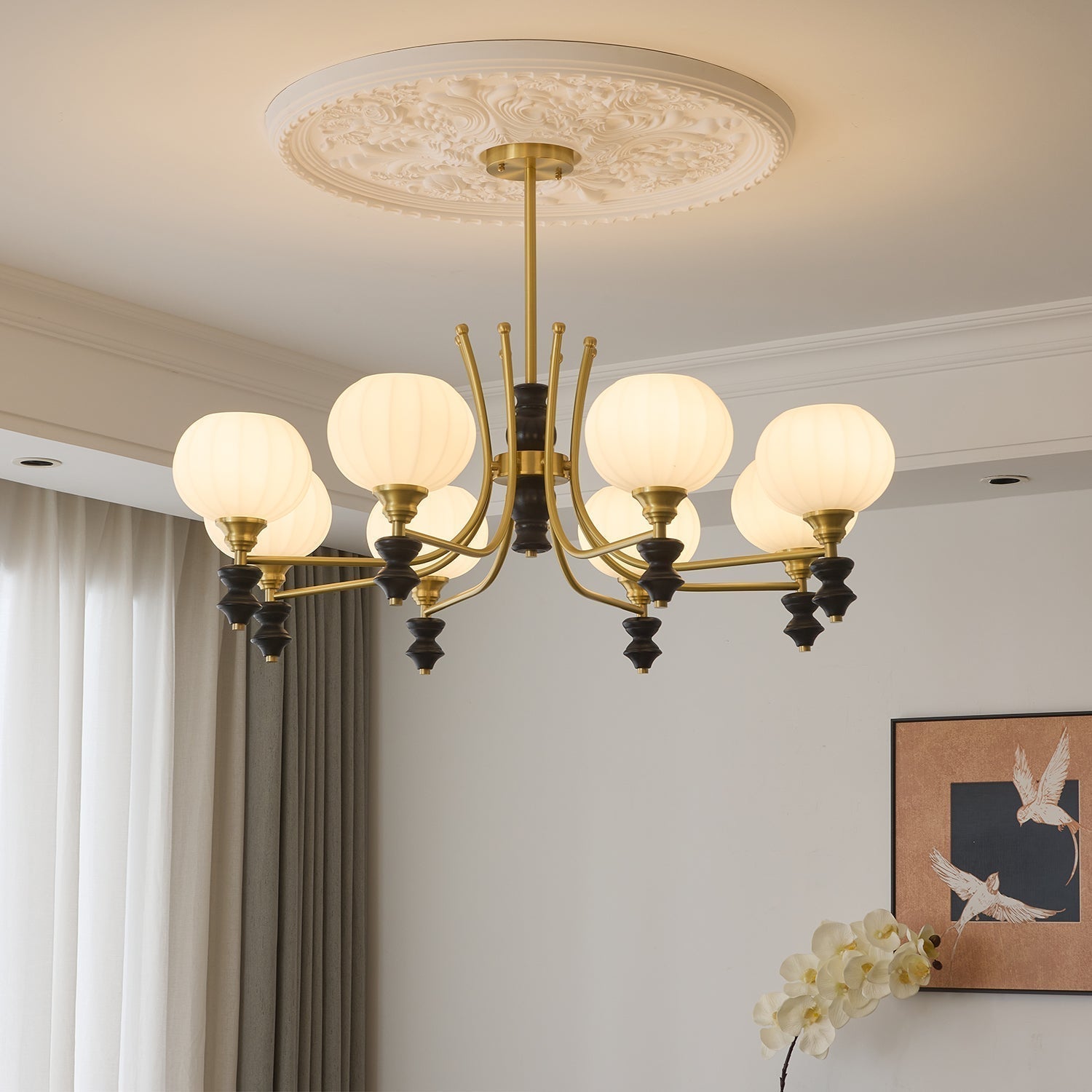 Zavenen Traditional Elegance  Vintage Brass Wood Chandelier