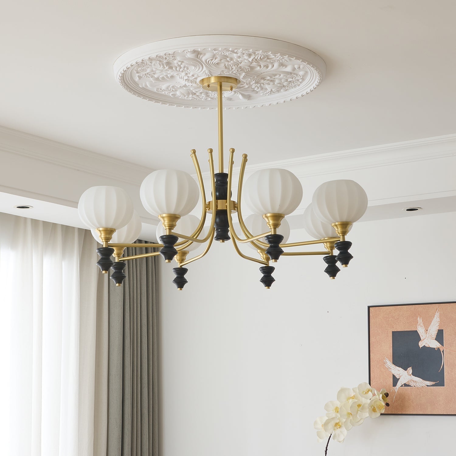 Zavenen Traditional Elegance  Vintage Brass Wood Chandelier