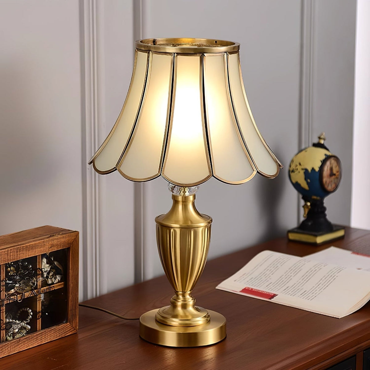 Valencia Brass & Glass Vintage Table Lamp