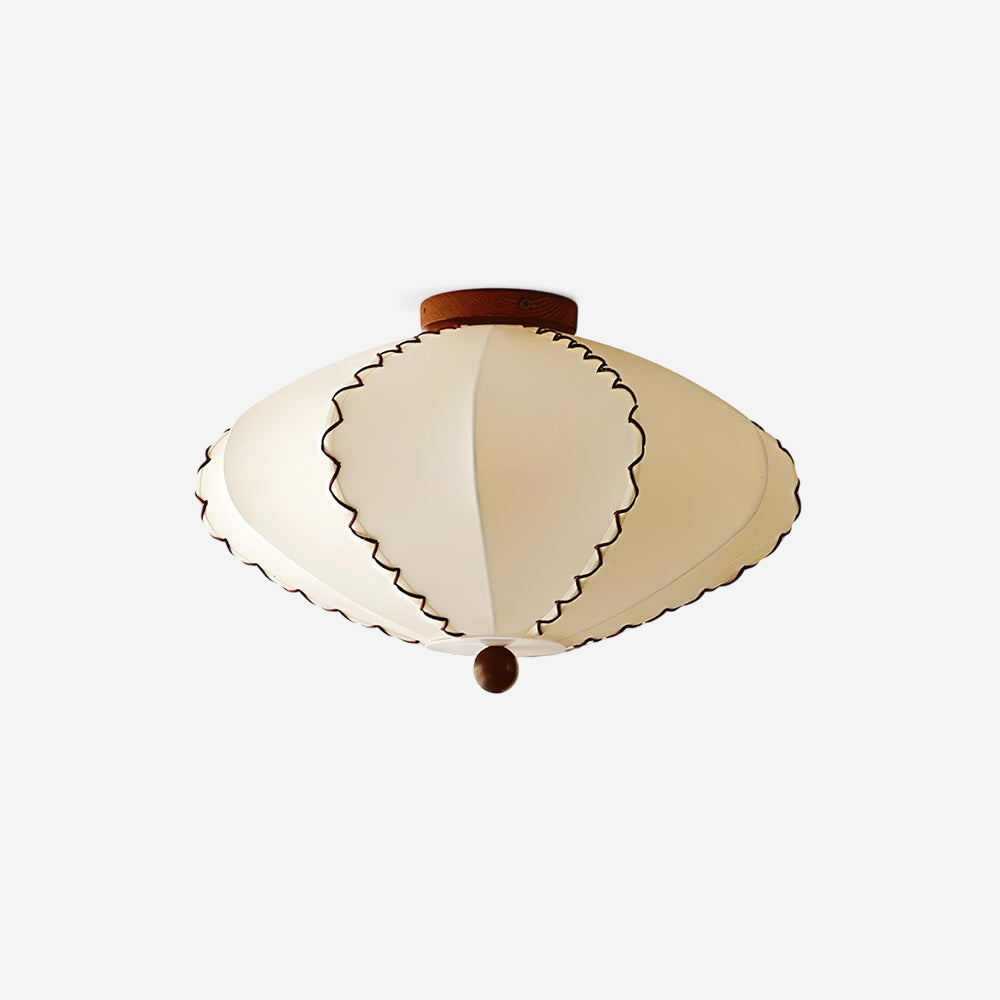 Ceiling Light Beige Fabric with Walnut Wood Accents Artistic - Neutral Decor