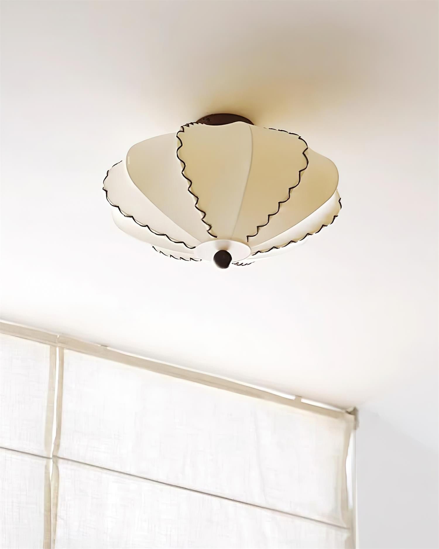 Ceiling Light Beige Fabric with Walnut Wood Accents Artistic - Neutral Decor
