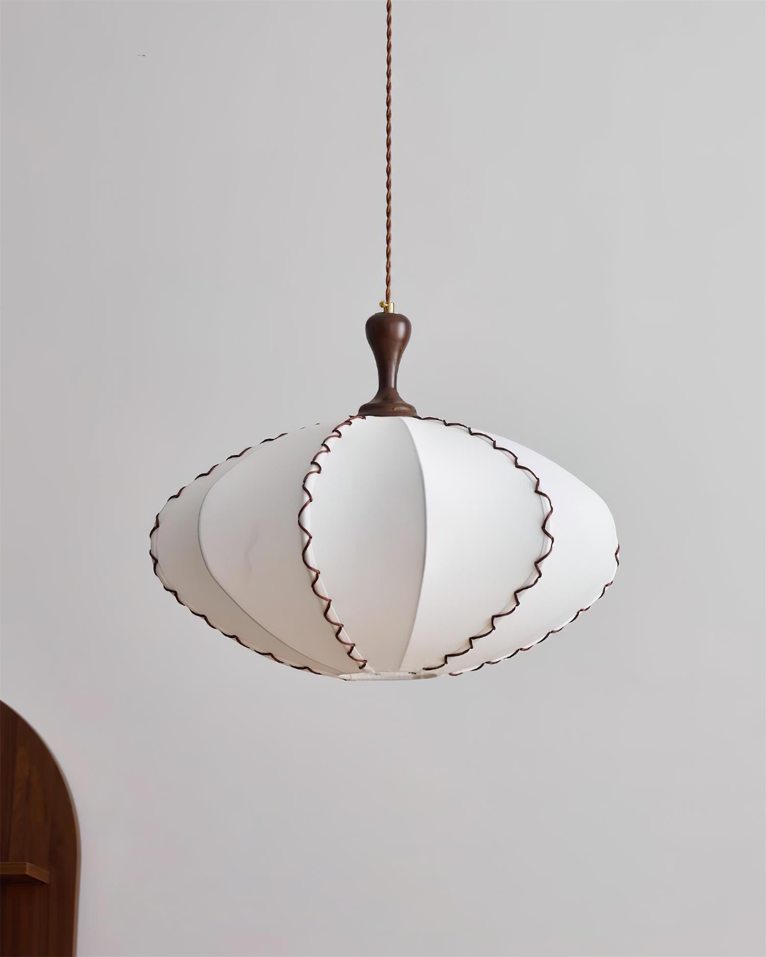 Lucian Pendant Lamp Scalloped Pleated Fabric - Neutral Decor