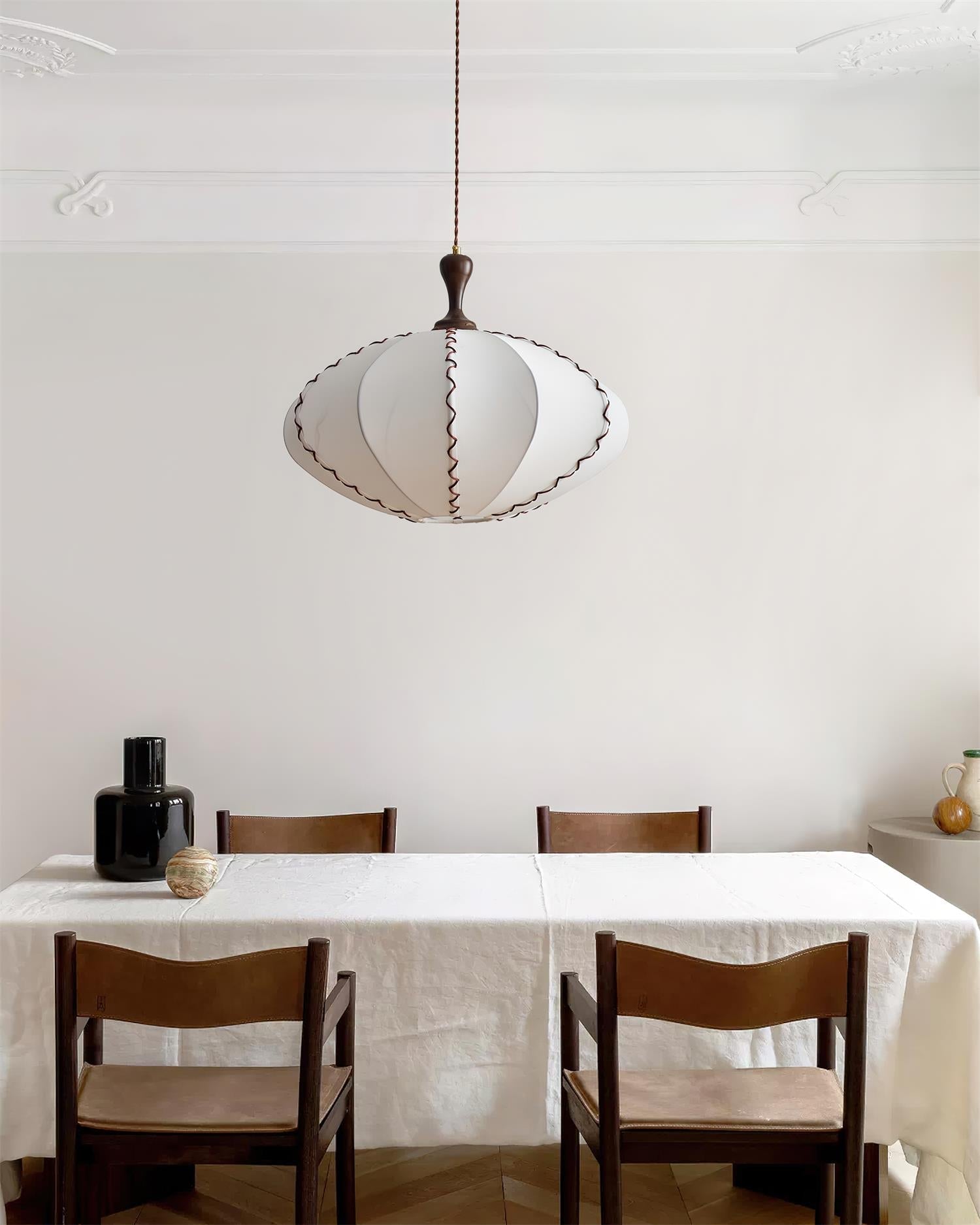 Lucian Pendant Lamp Scalloped Pleated Fabric - Neutral Decor