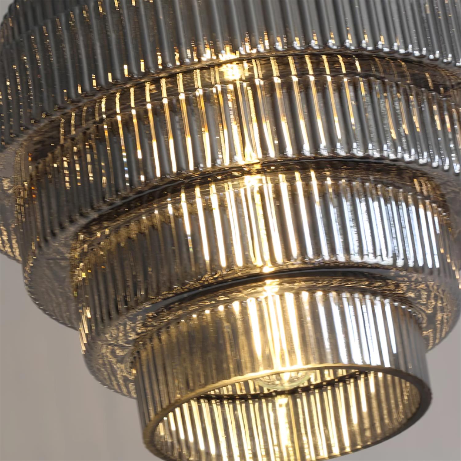 Brivelle Plug-In Ribbed Glass Pendant Light with Brass Accent - Neutral Decor