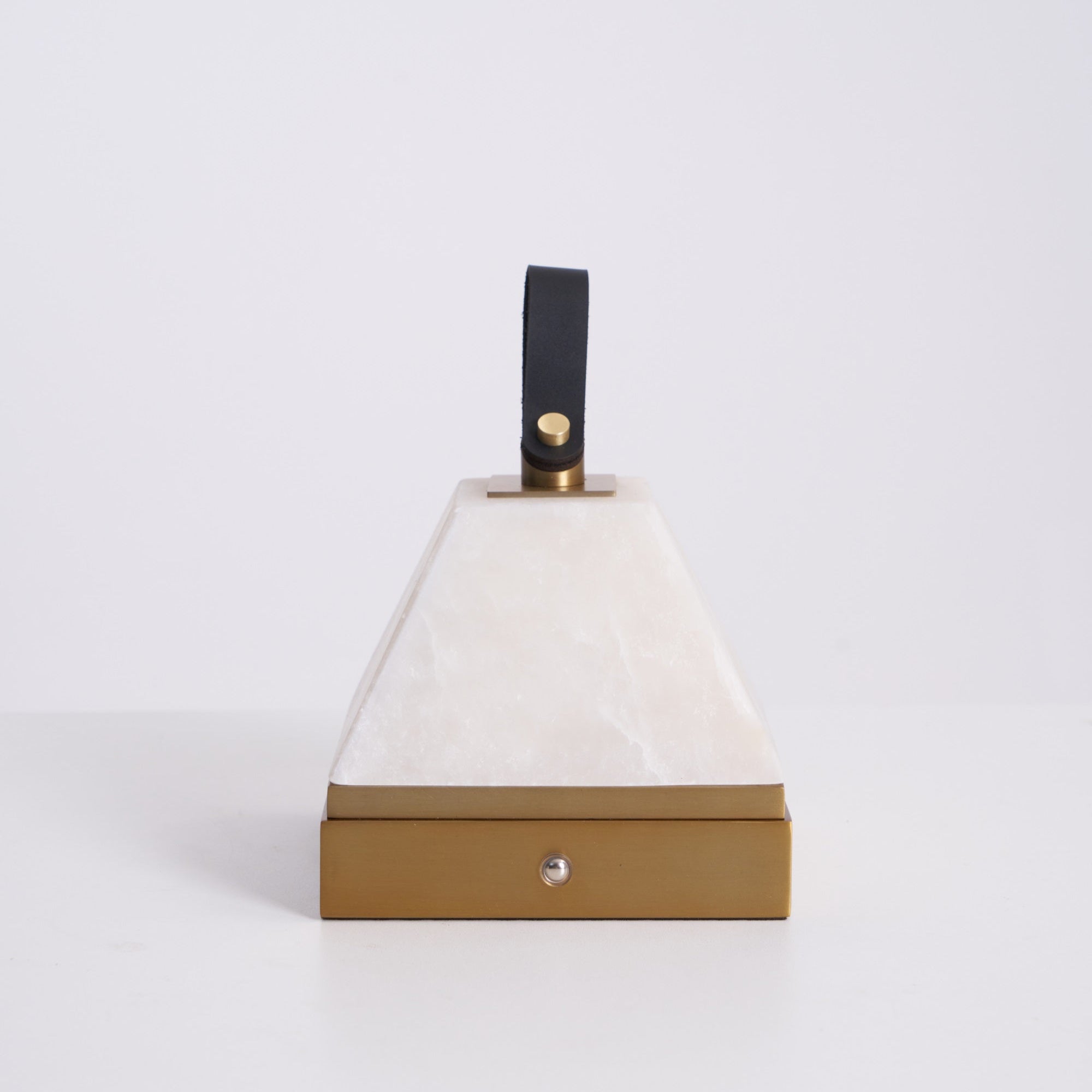 Pyramidale Alabaster Table Lamp with Leather Handle