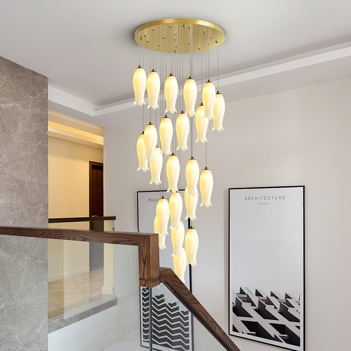 Sylirion Alabaster Brass Chandelier