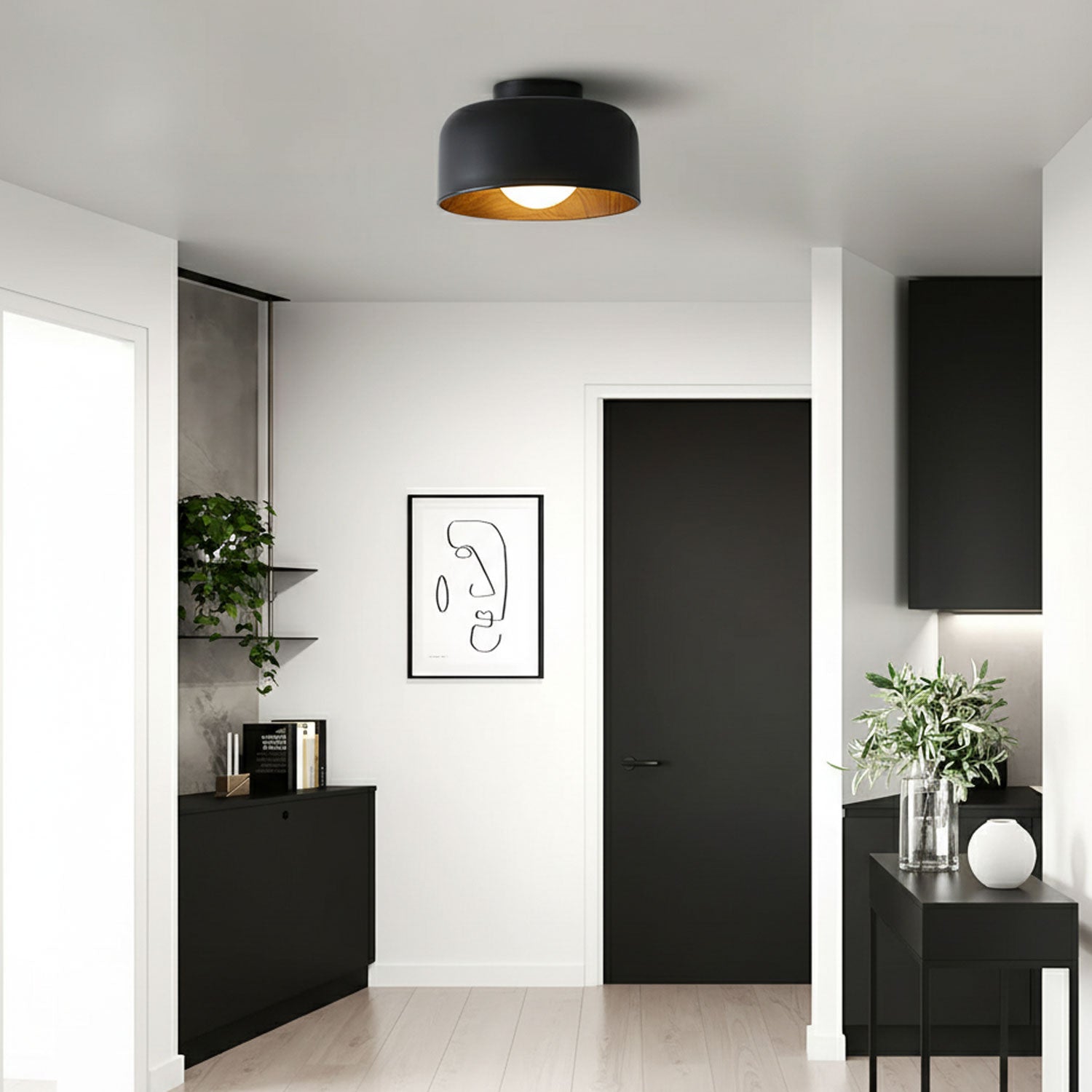 Clairbrook Wood Round Flush Mount Ceiling Light
