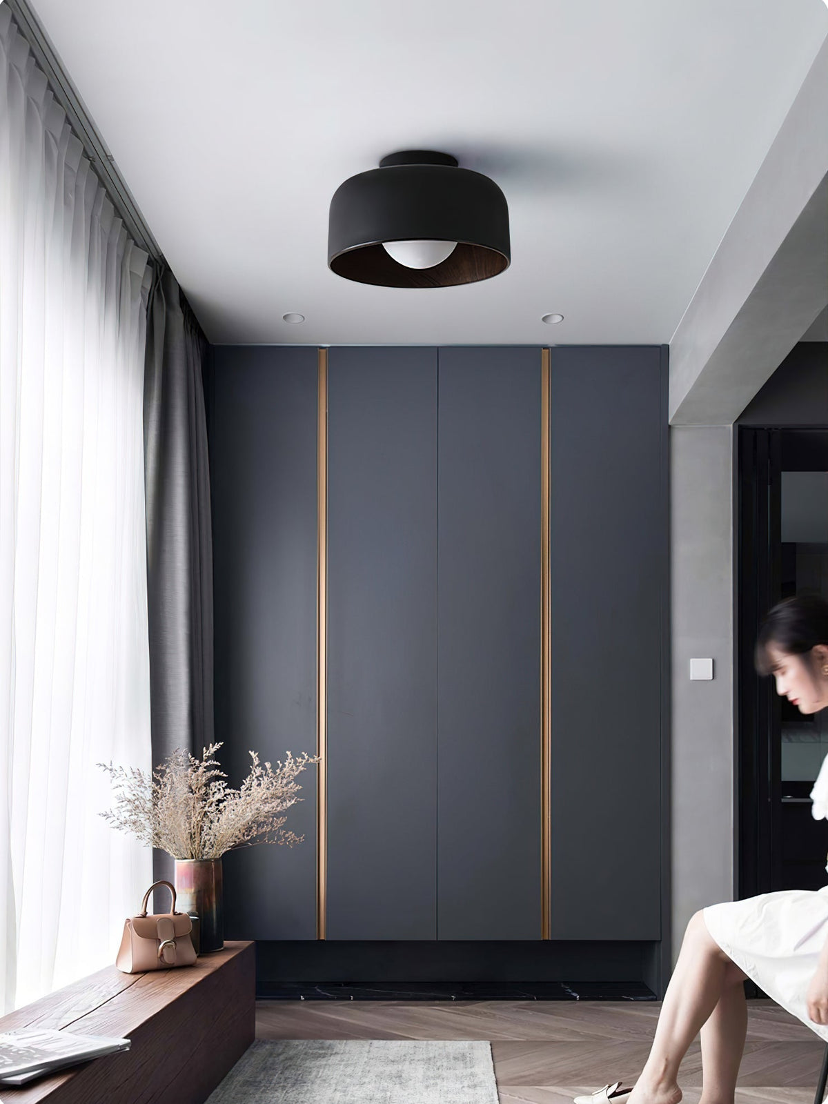 Clairbrook Wood Round Flush Mount Ceiling Light