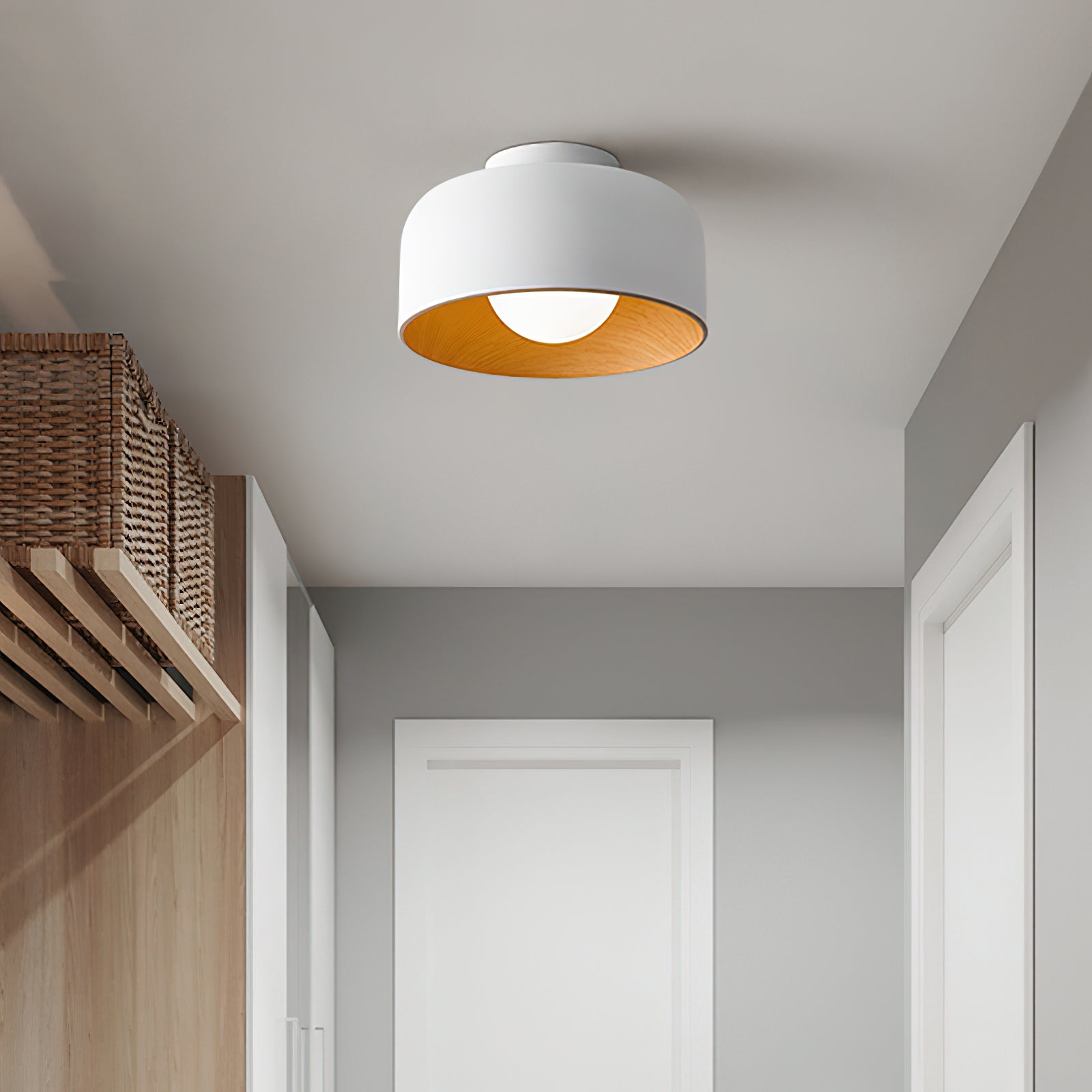 Clairbrook Wood Round Flush Mount Ceiling Light