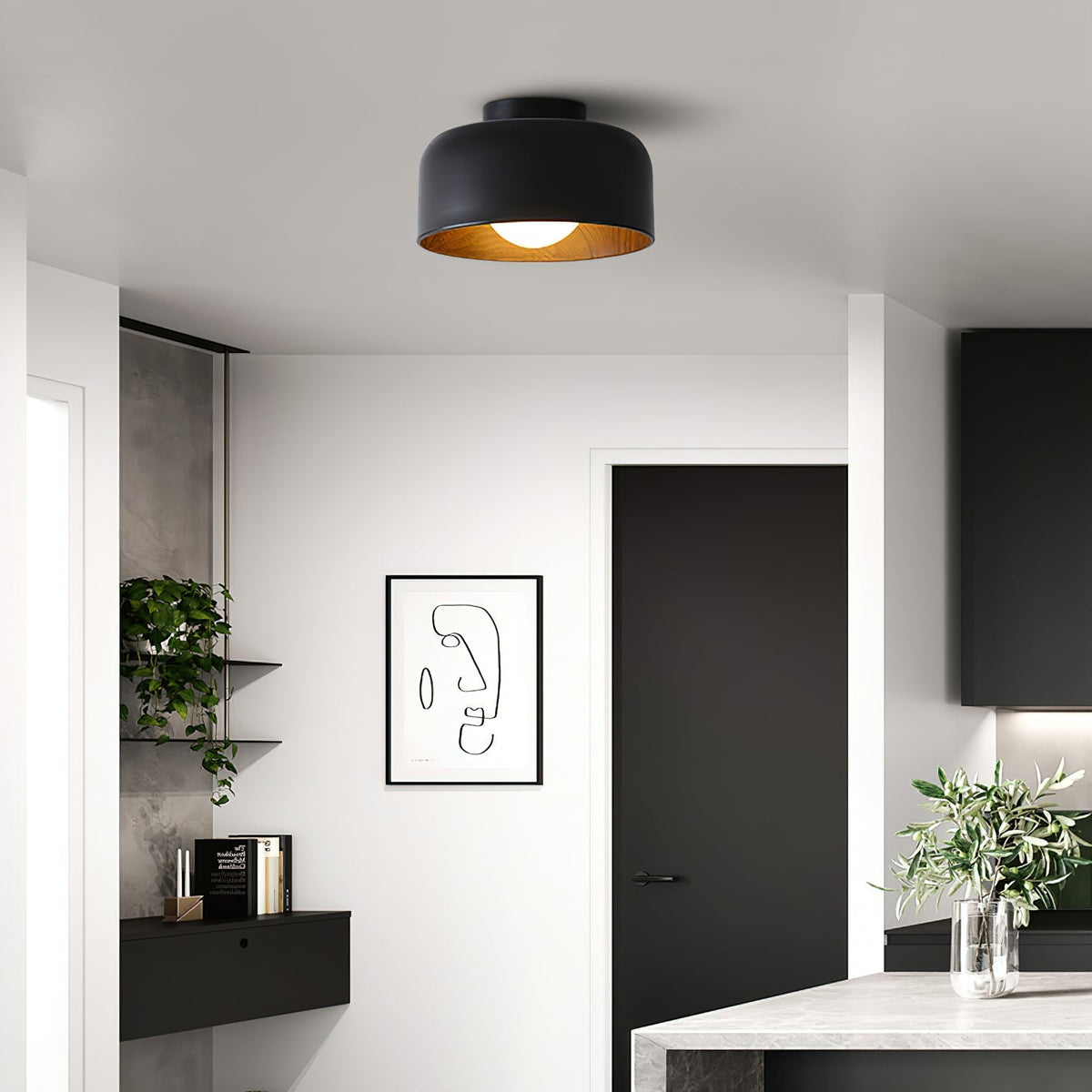 Clairbrook Wood Round Flush Mount Ceiling Light