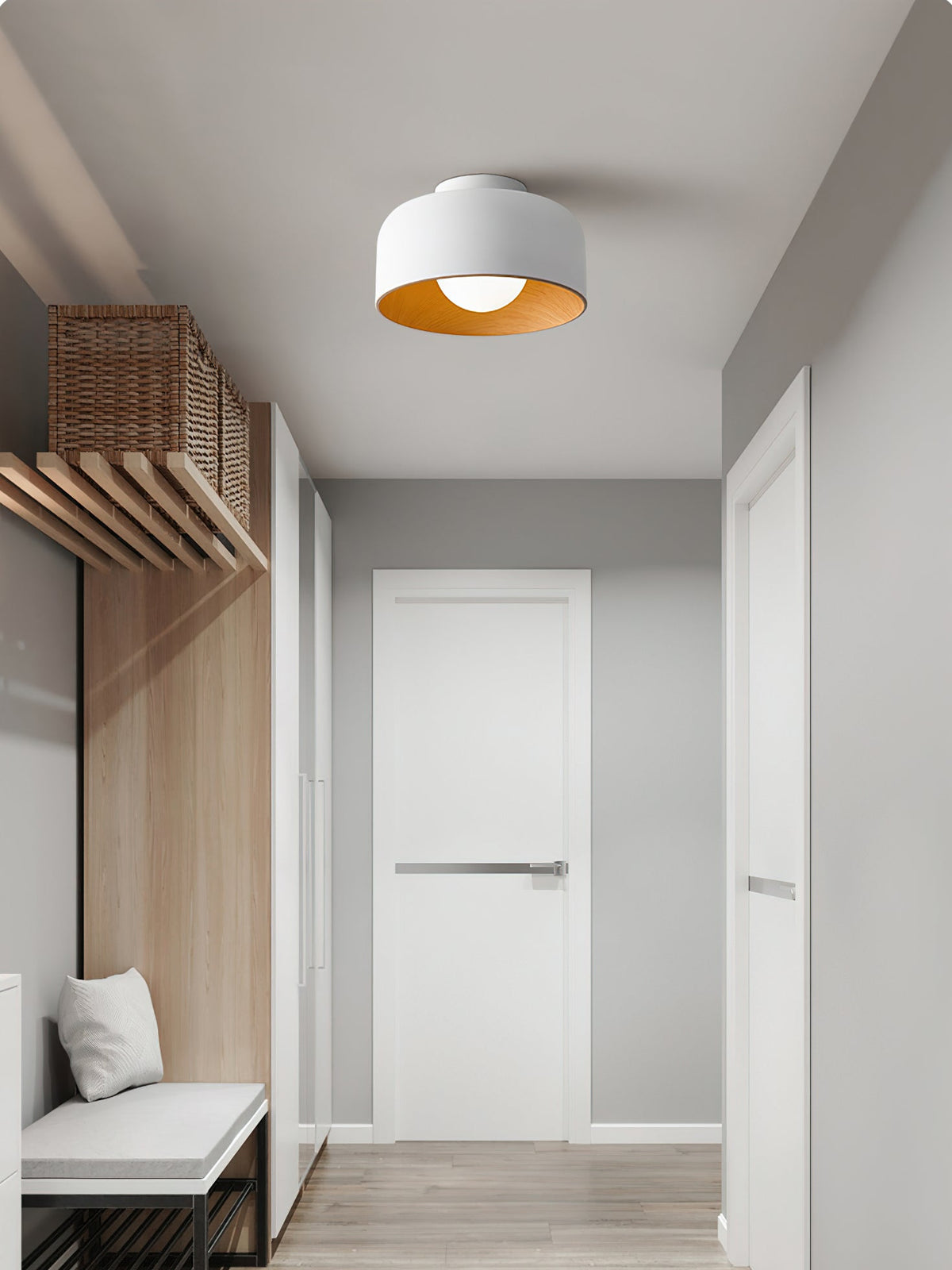 Clairbrook Wood Round Flush Mount Ceiling Light