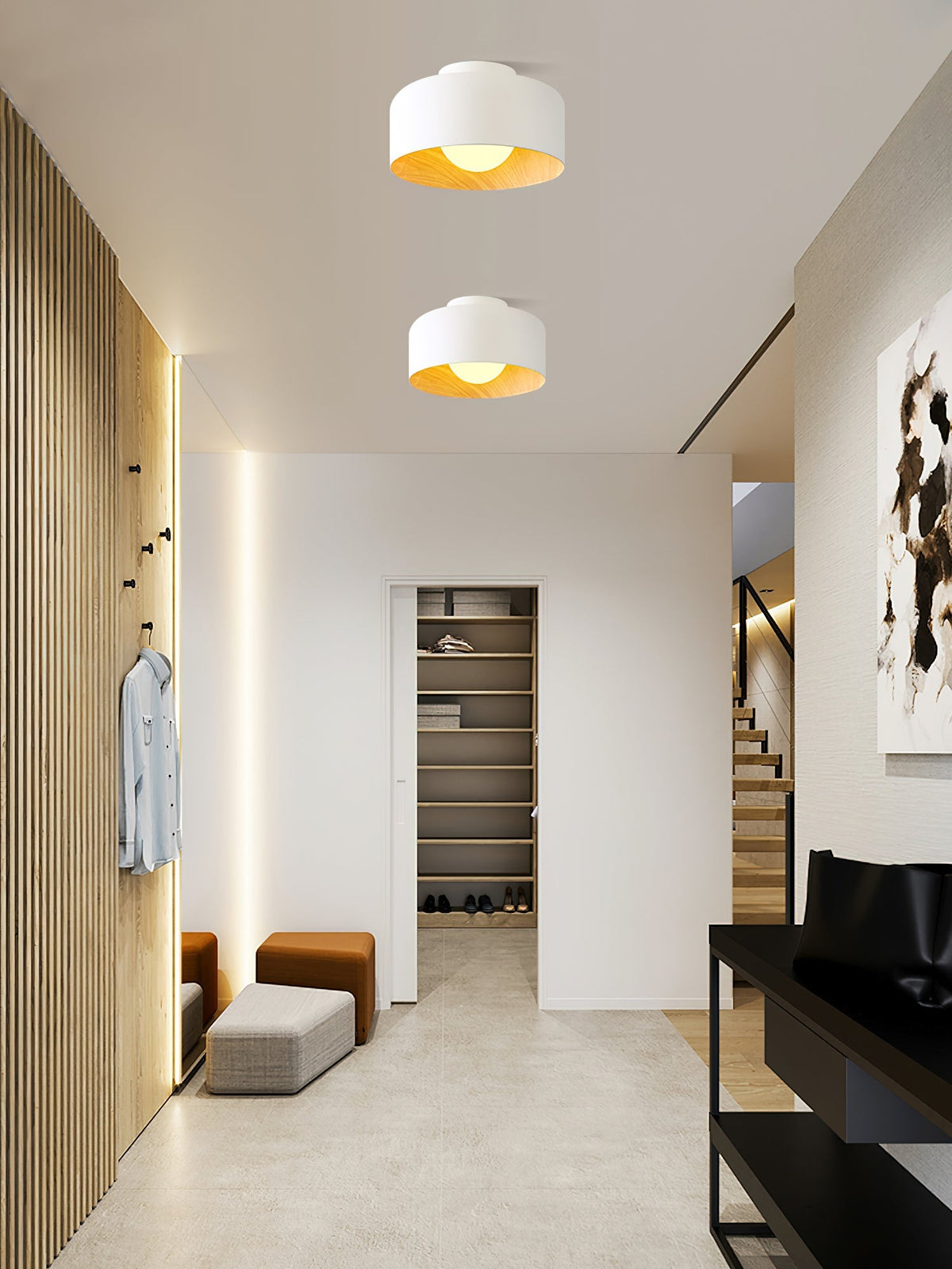 Clairbrook Wood Round Flush Mount Ceiling Light