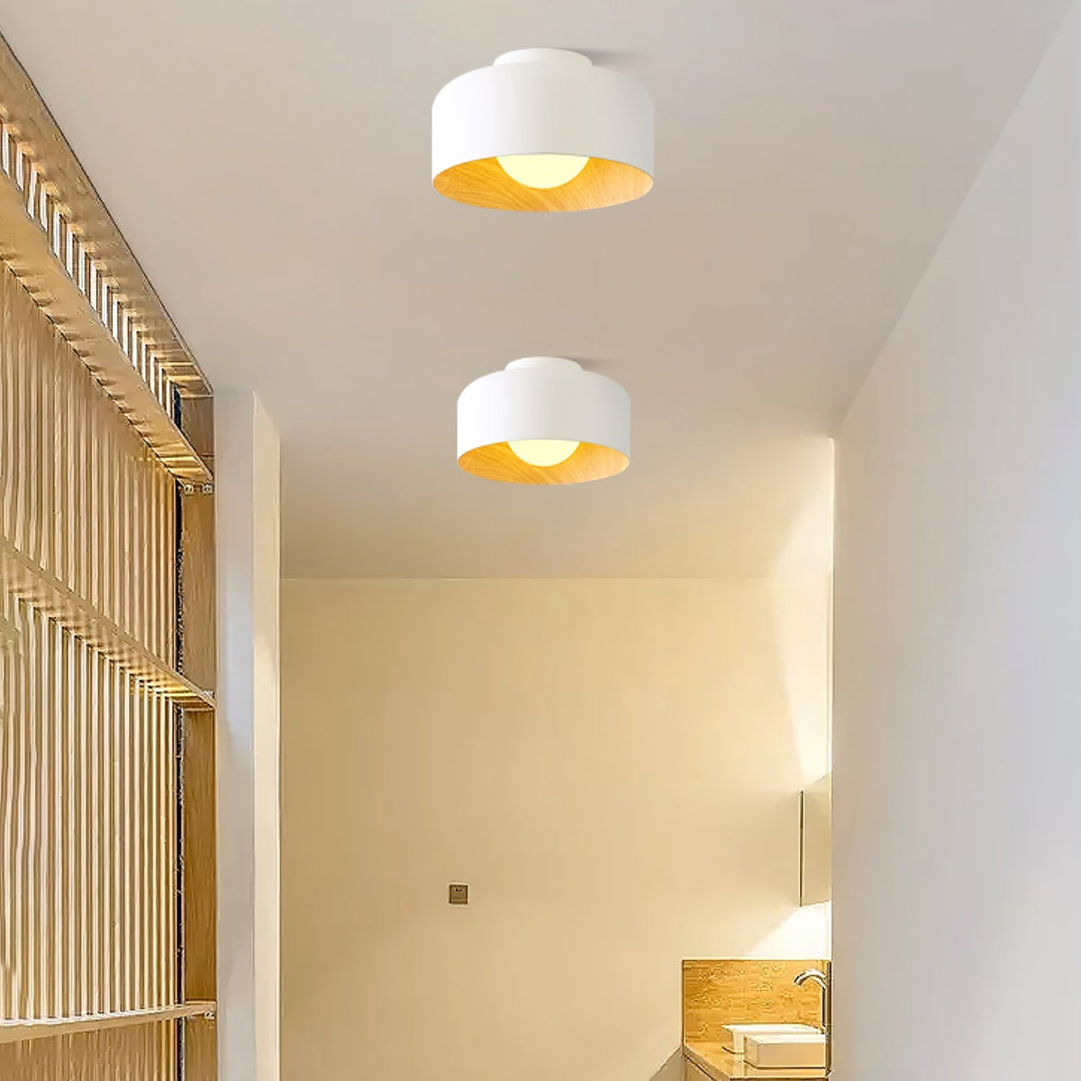 Clairbrook Wood Round Flush Mount Ceiling Light