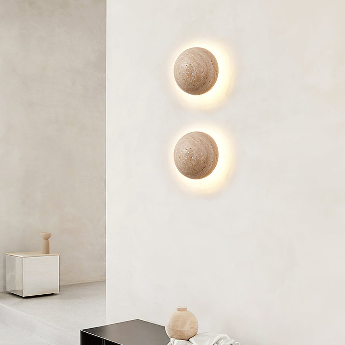 Vexael Minimalist Travertine Wall Light