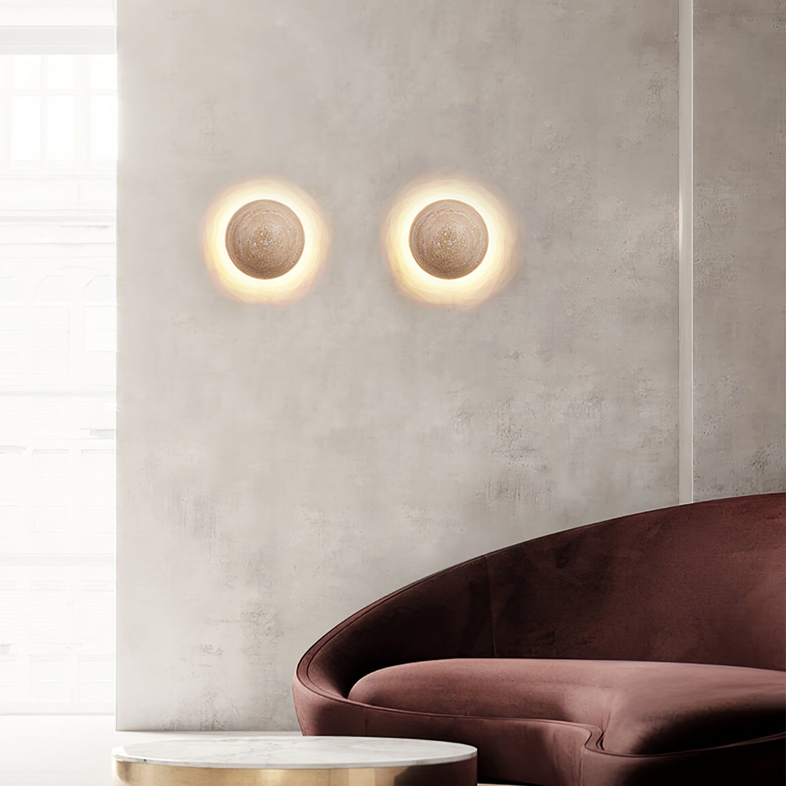 Vexael Minimalist Travertine Wall Light