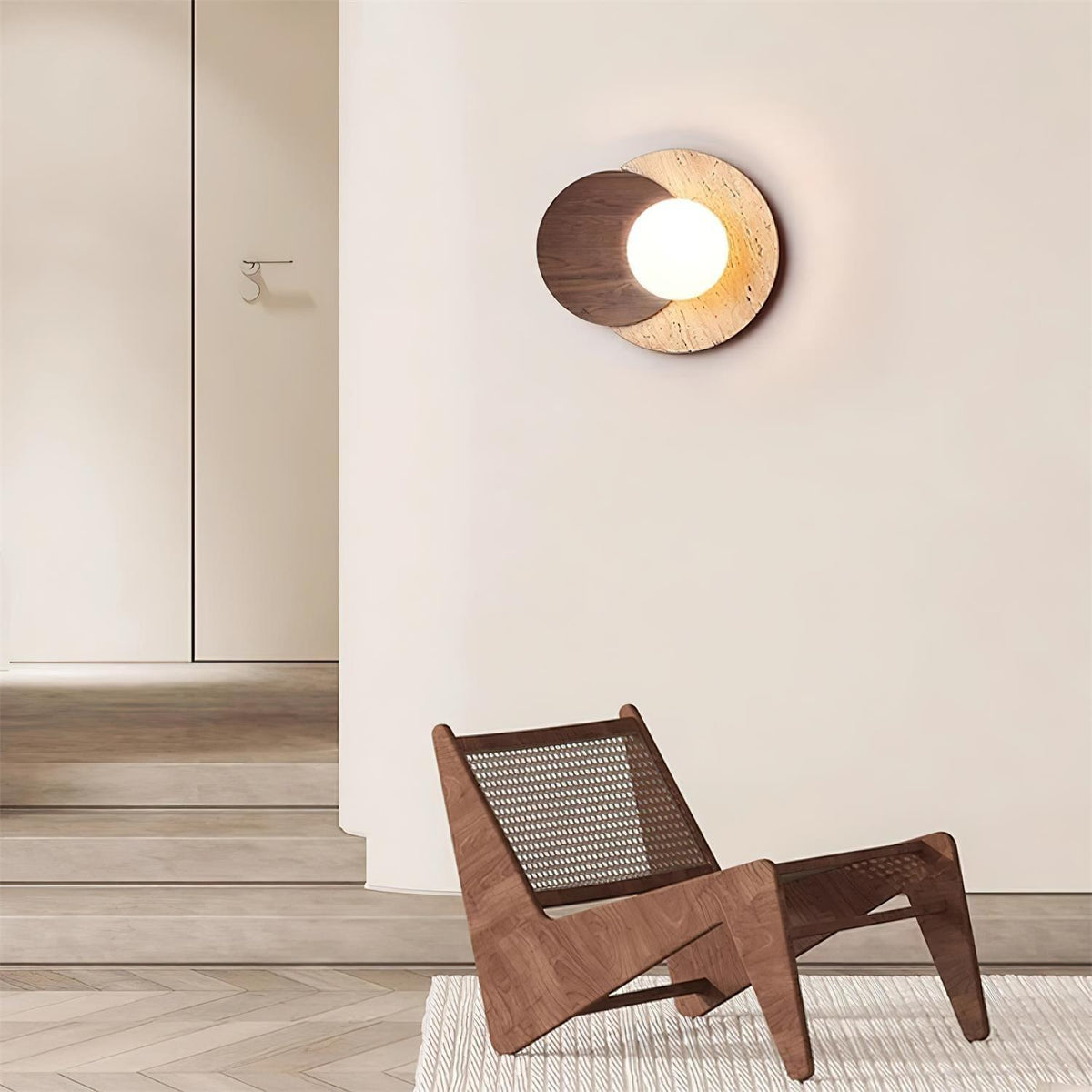 Zelirir Dual-Disc Travertine Wall Light