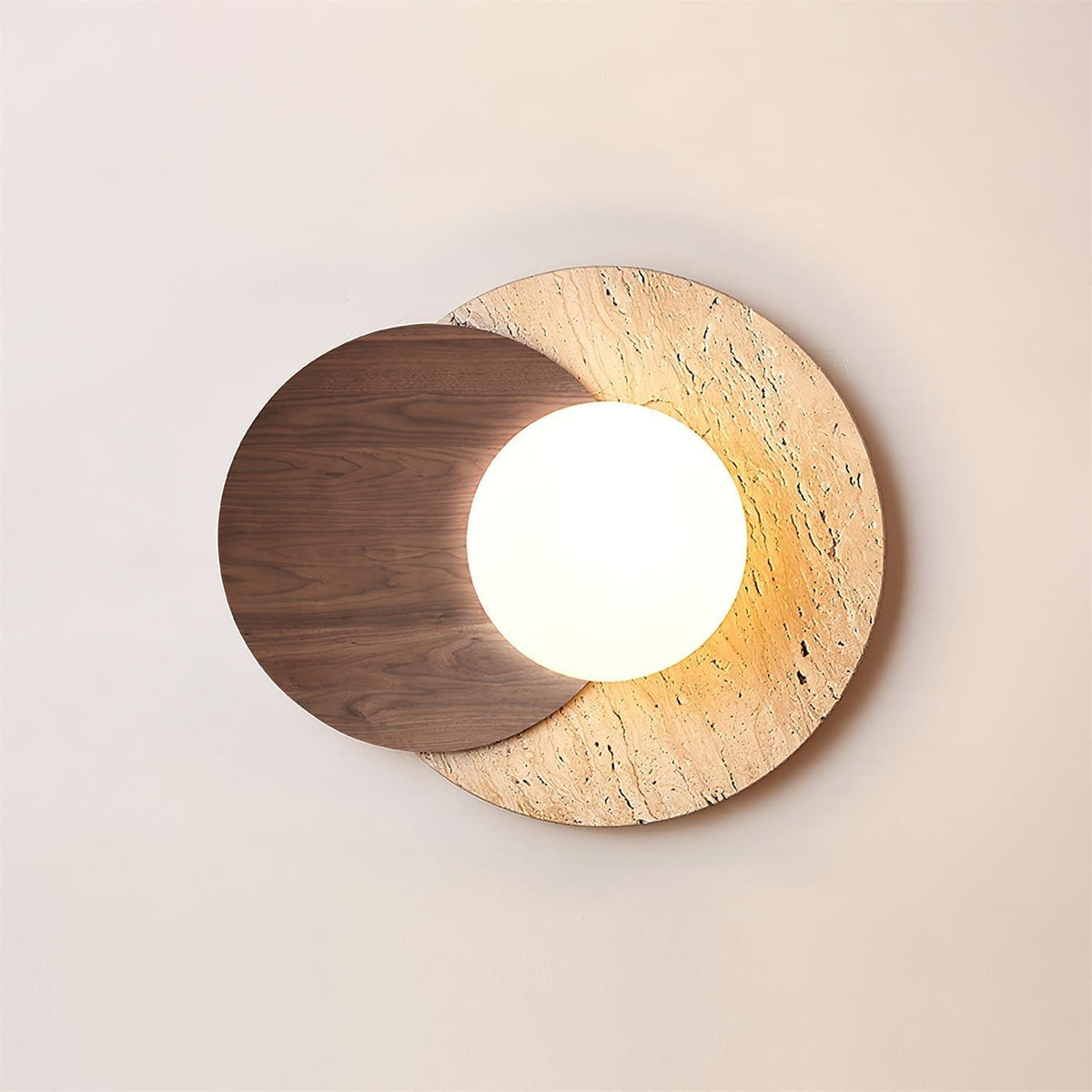 Zelirir Dual-Disc Travertine Wall Light