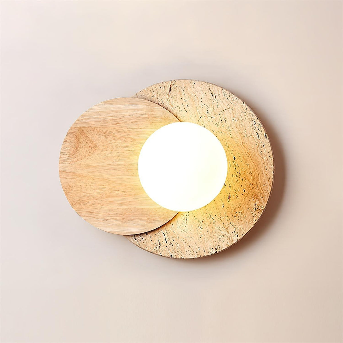 Zelirir Dual-Disc Travertine Wall Light