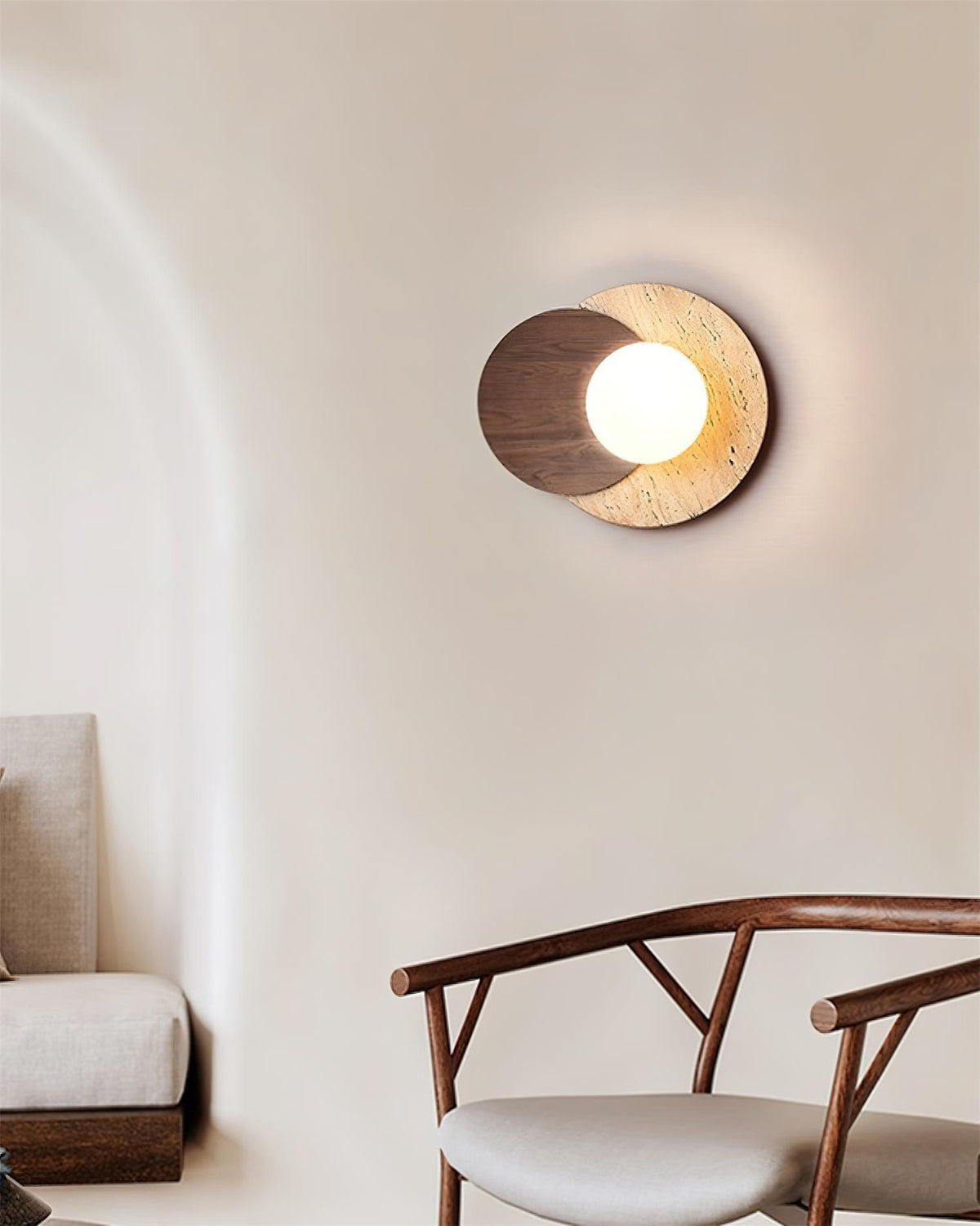 Zelirir Dual-Disc Travertine Wall Light