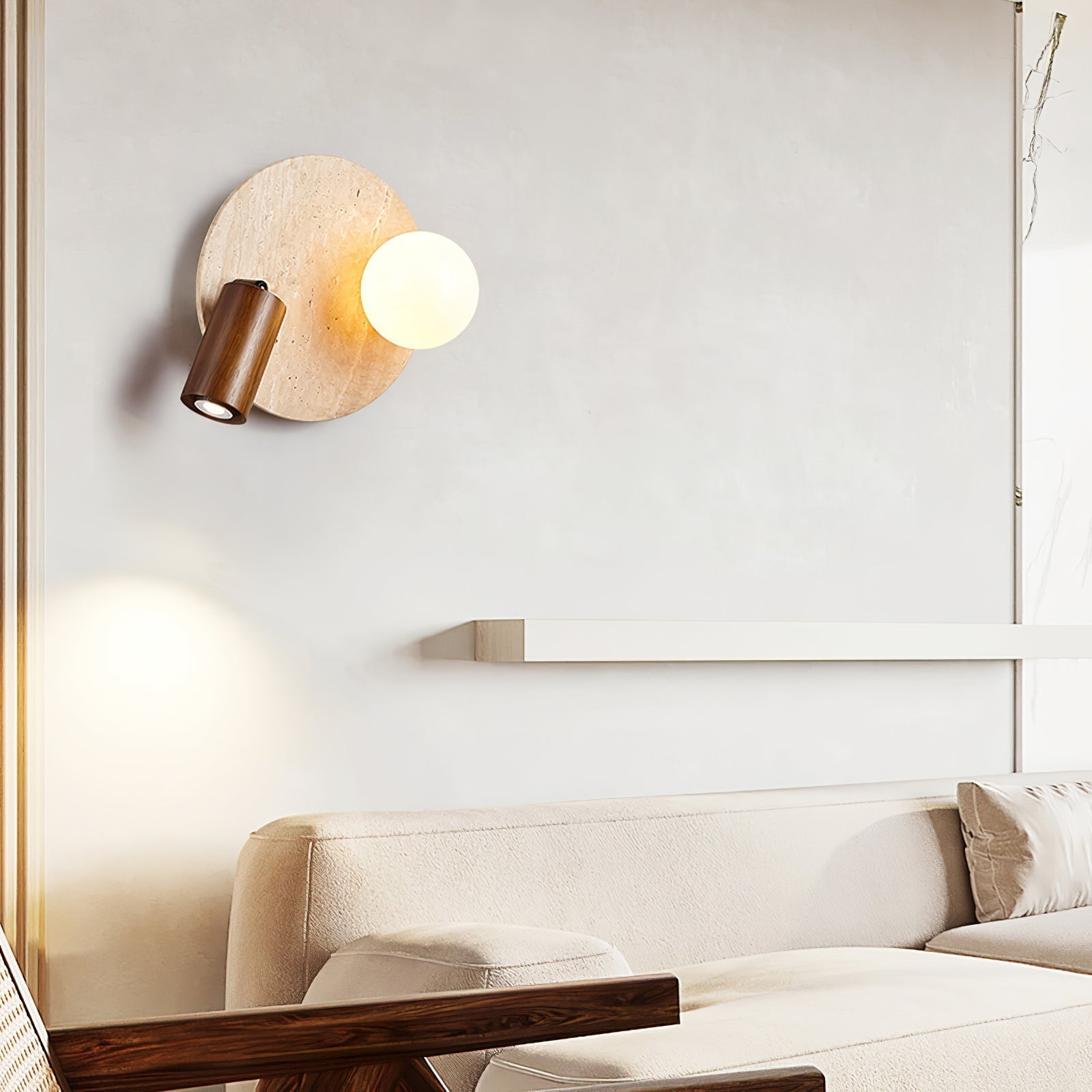 Armara Travertine Disc Wall Light - Neutral Decor